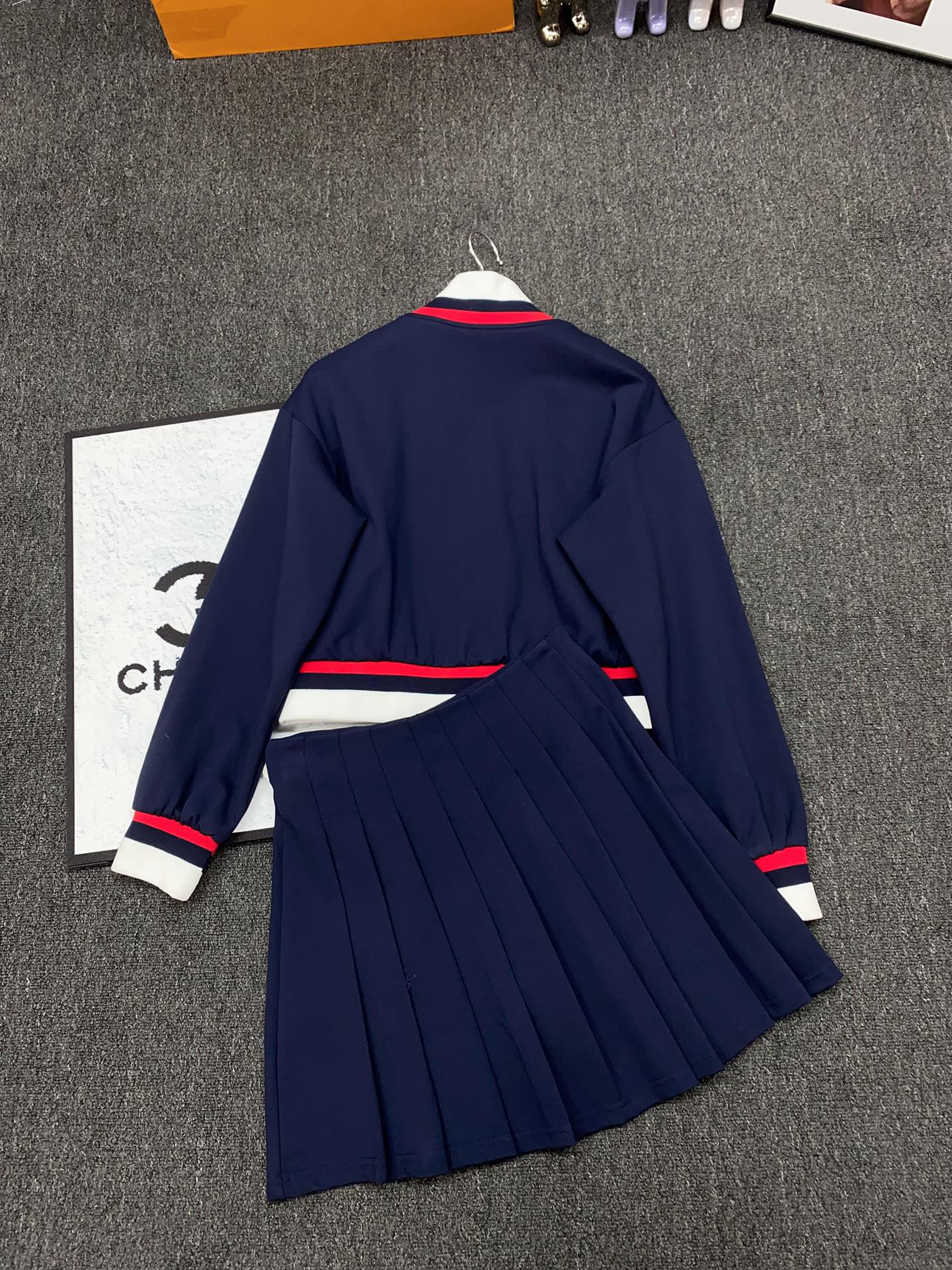Miu Miu Women's Blue and White Two-Piece Skirt Set with Belt - S, M, L 7 i1734663000 1423 5