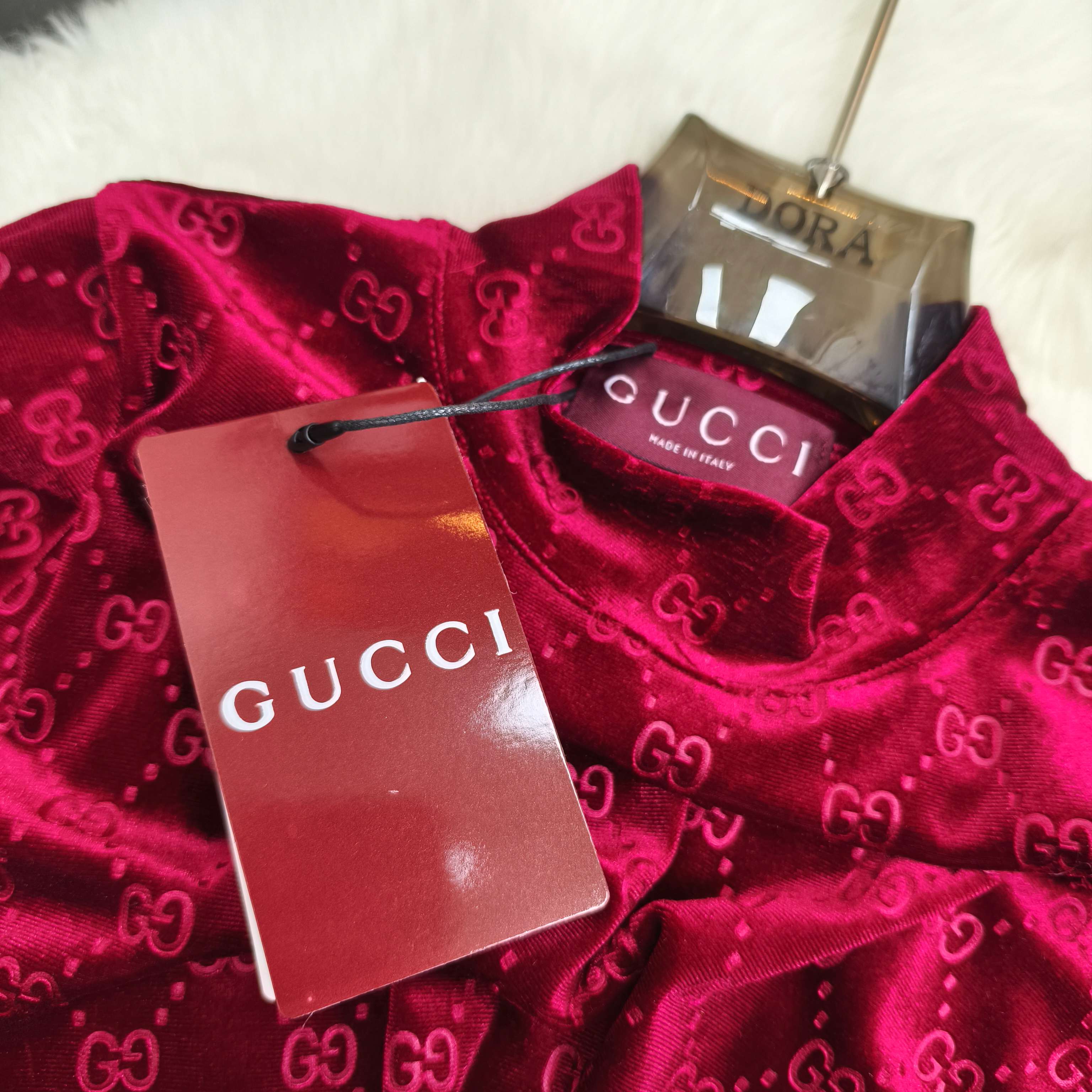 Gucci Velvet Logo Print Mock Neck Top Long Sleeve Shirt 3 a1758516056344 7342