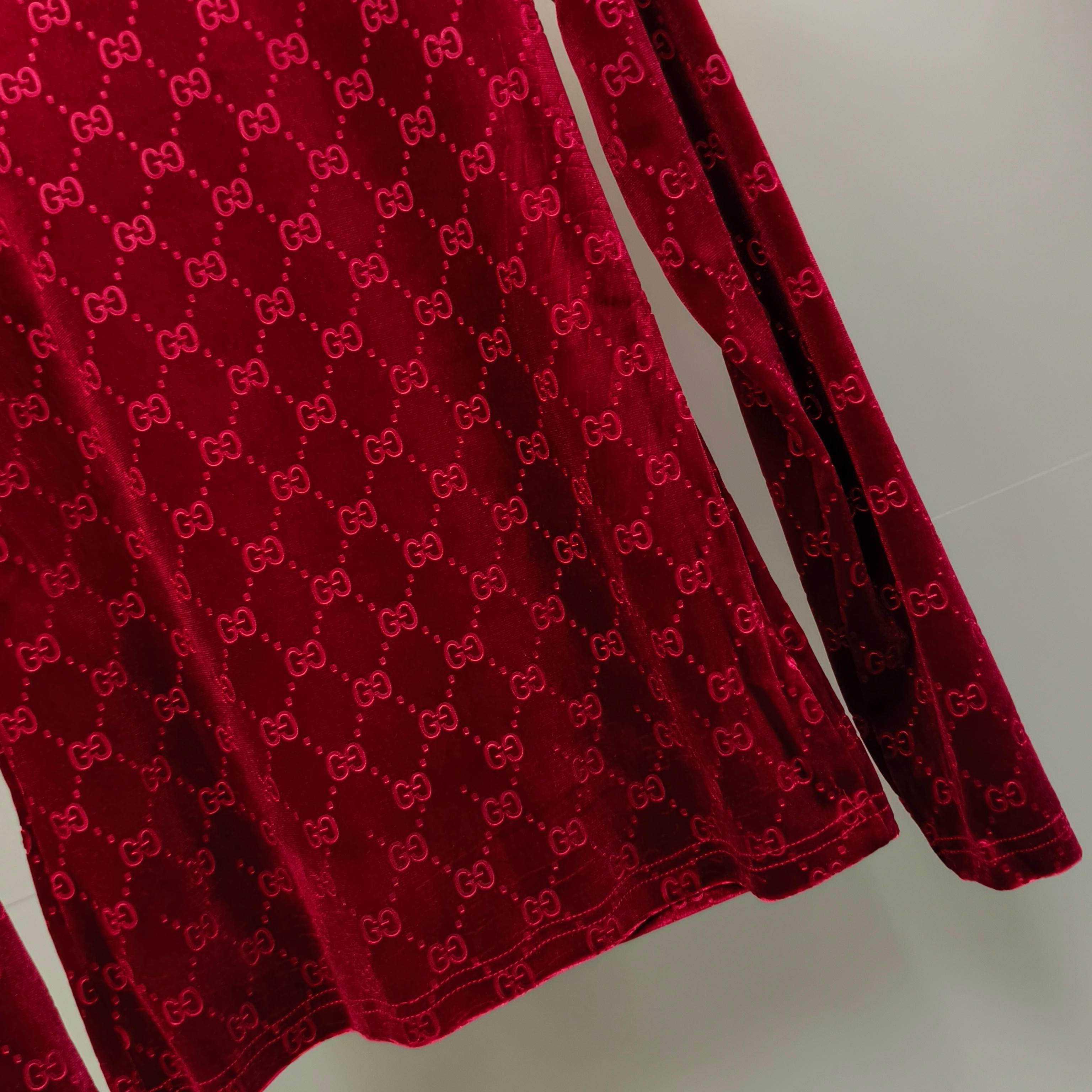 Gucci Velvet Logo Print Mock Neck Top Long Sleeve Shirt 8 a1758516057870 5265