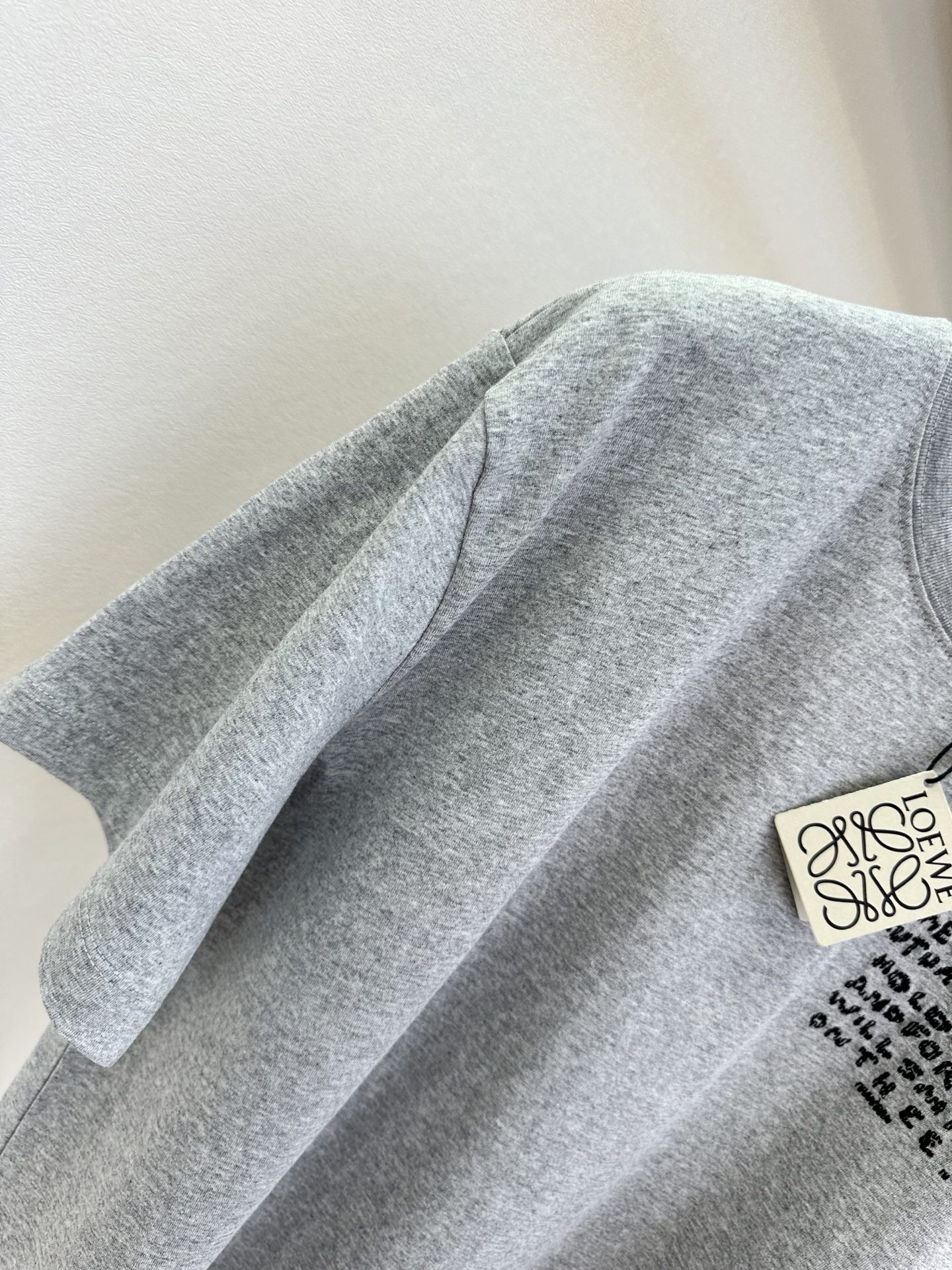 26S 罗意威的这款t真的是爱t人士的必入款，浅麻灰底色上，刺绣工艺的手写体英文短句藏着随性态度，背后像