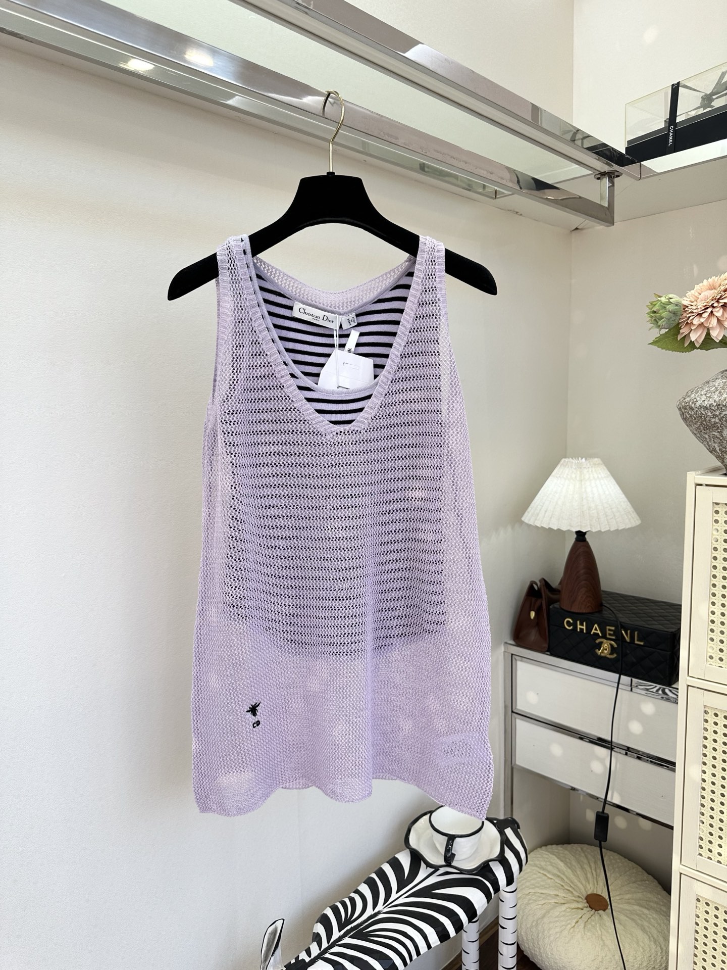 26S 一件解锁两种穿法！通透网织背心+条纹内搭，温柔又显瘦，春夏氛围感天花板²💜 ●SIZE s m 