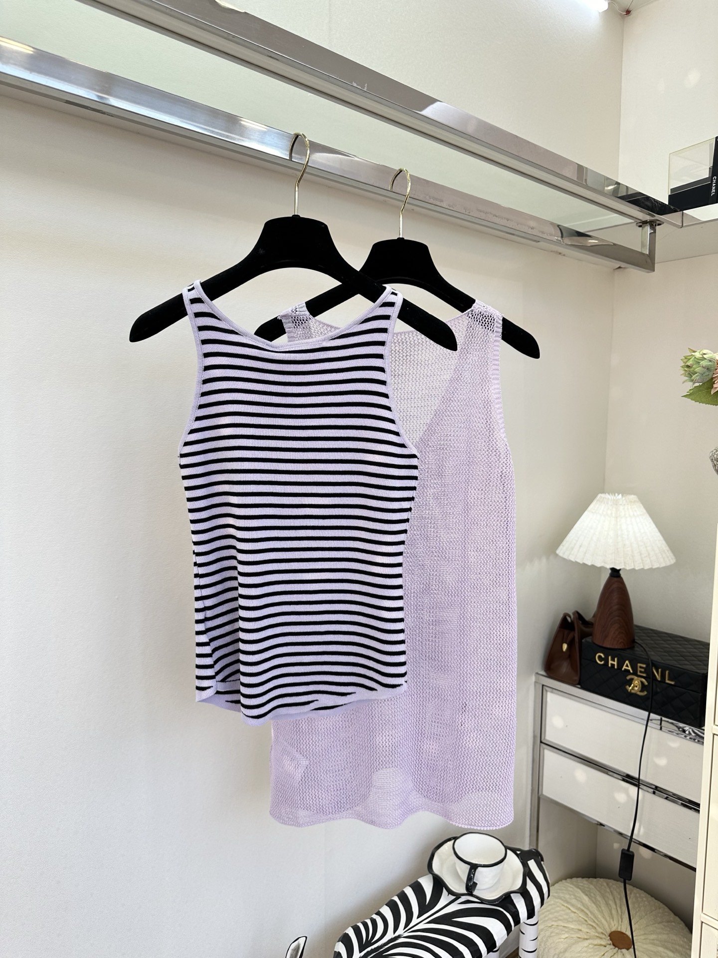 26S 一件解锁两种穿法！通透网织背心+条纹内搭，温柔又显瘦，春夏氛围感天花板²💜 ●SIZE s m 