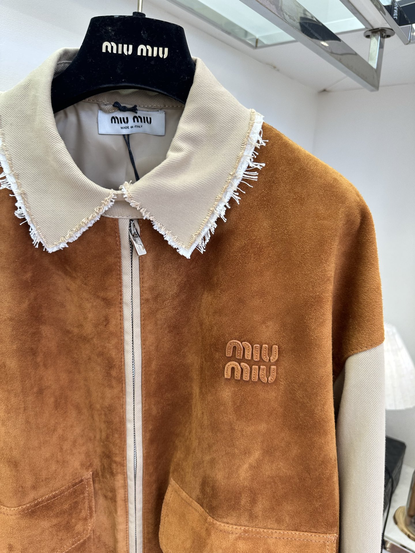 Miu Miu suede color-block jacket