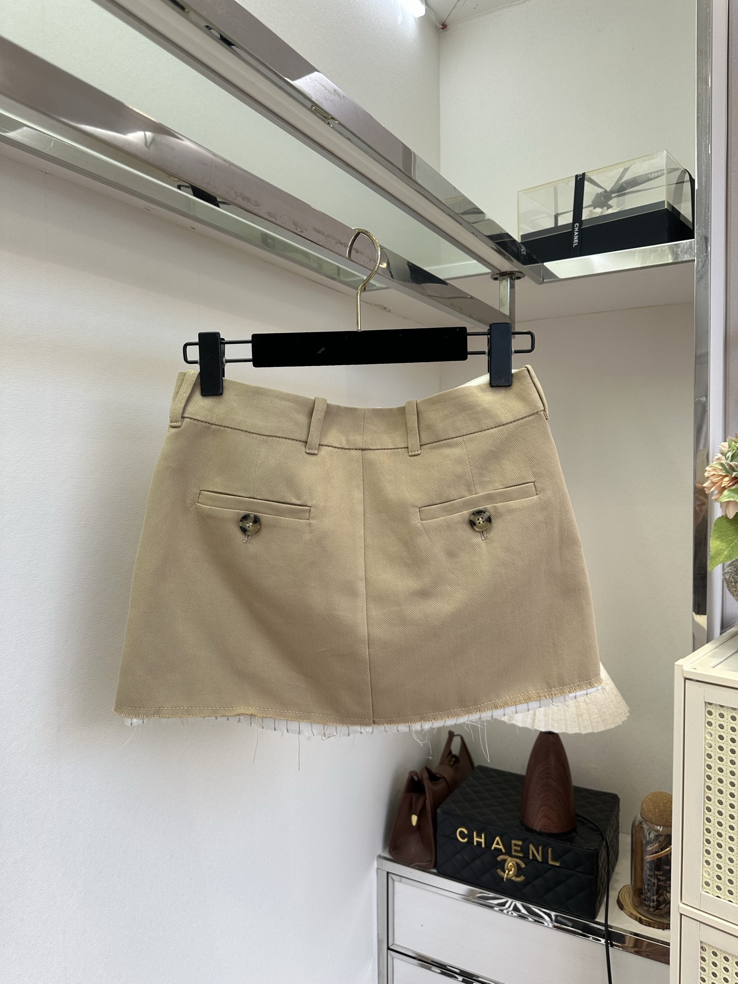 Miu Miu Canvas & Suede Patchwork Cargo Miniskirt
