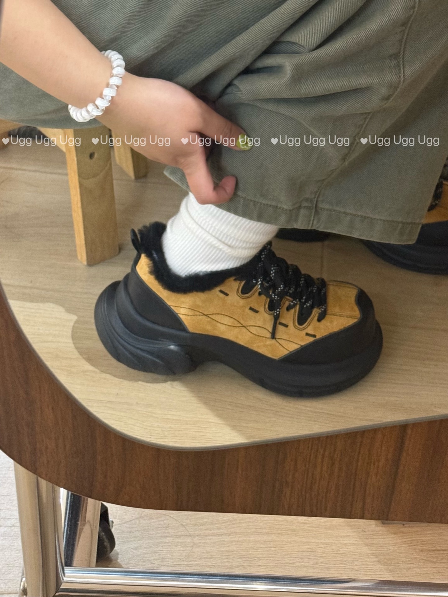 🔥𝐔*𝐠 ₂₀₂₅ . 𝐊𝐞𝐞'科恩厚底老爹款羊毛内里的联名老爹鞋保暖又舒适 增高5cmSize：35 