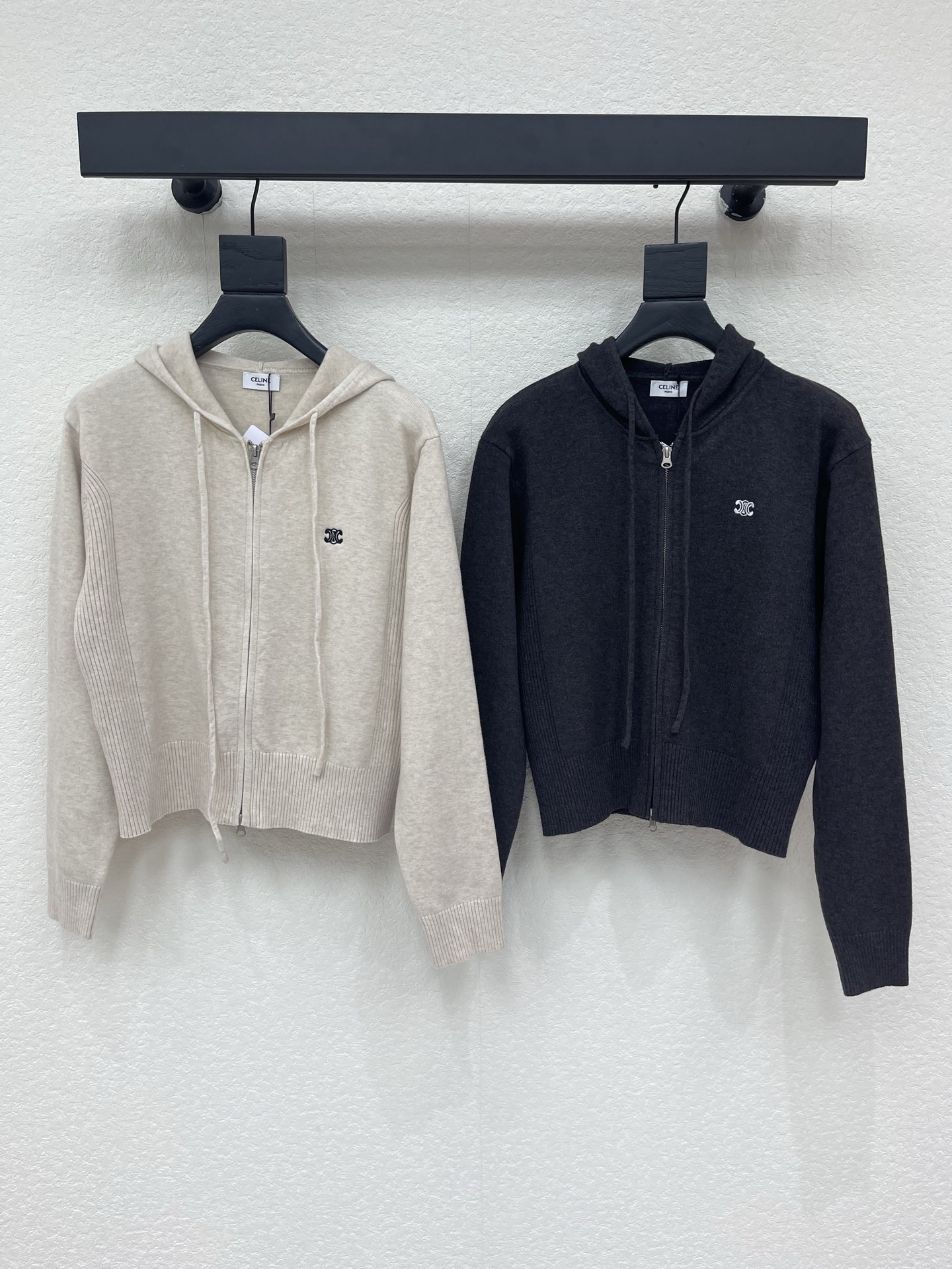 Celine Logo Zip Knit Cardigan