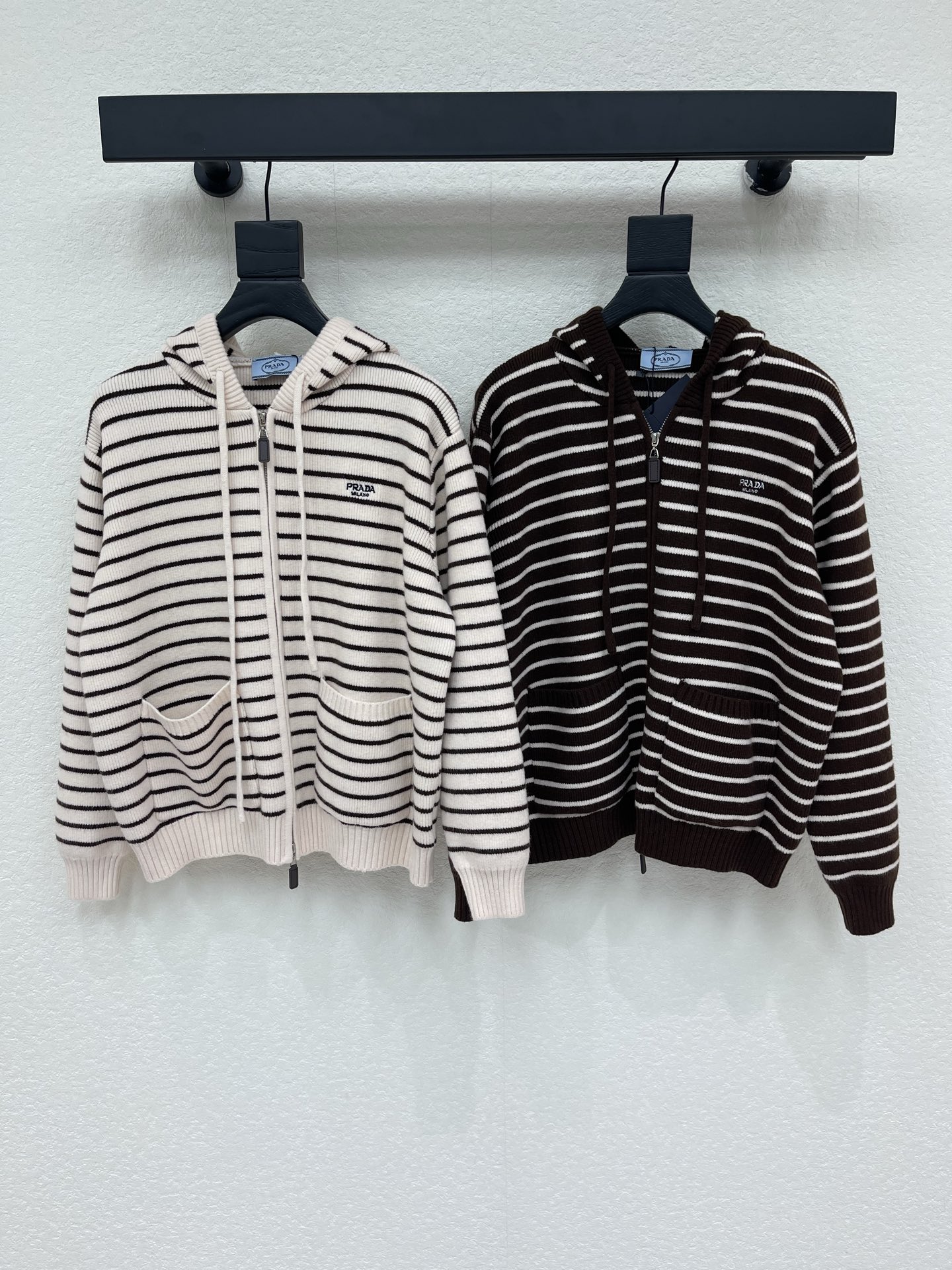 Prada Striped Zip Cardigan