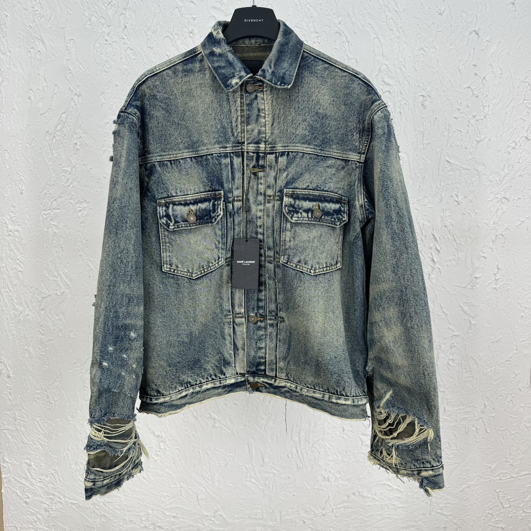 Yves Saint Laurent Vintage Distressed Denim Jacket - Stylish & Durable 2 i1706170720 1923 2