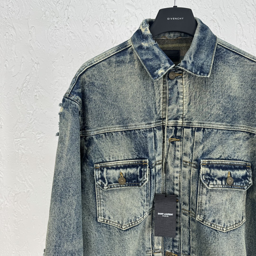 Yves Saint Laurent Vintage Distressed Denim Jacket - Stylish & Durable 4 i1706170720 6240 3
