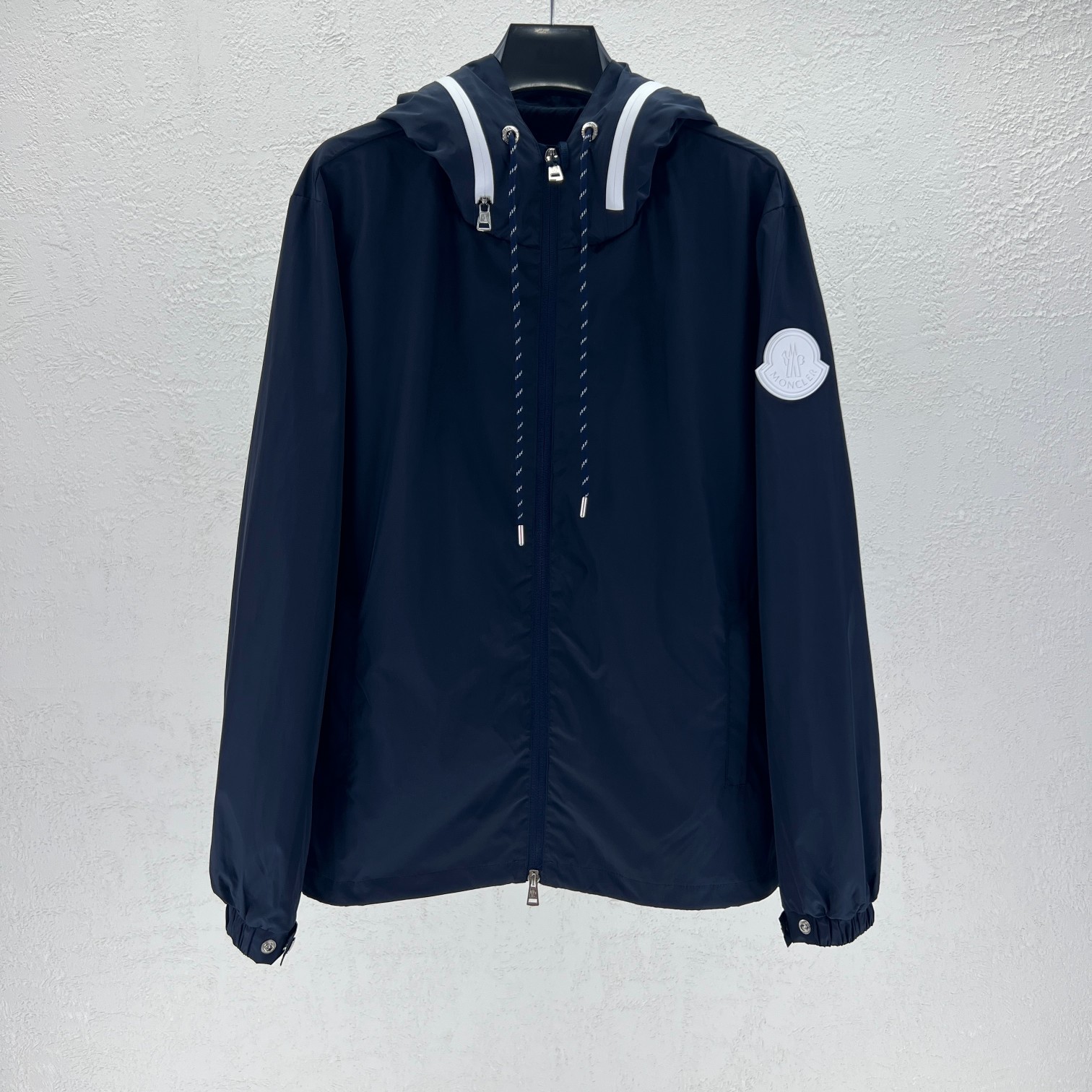 Moncler Men's Hooded Windbreaker Jacket, Large Logo, Water Resistant