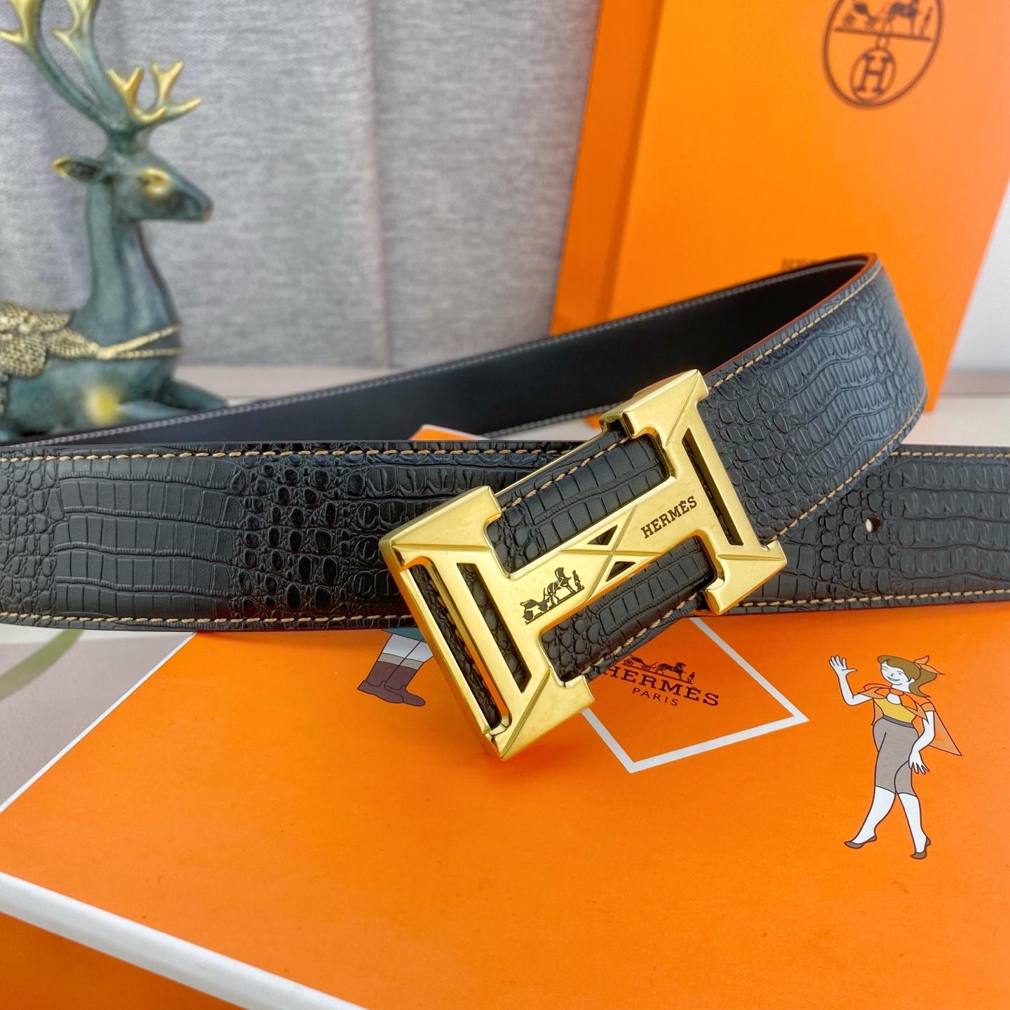 爱马仕💕 特种皮腰带系列 ，原厂五金精品不锈钢扣，手感柔软舒适 宽3.8CM。