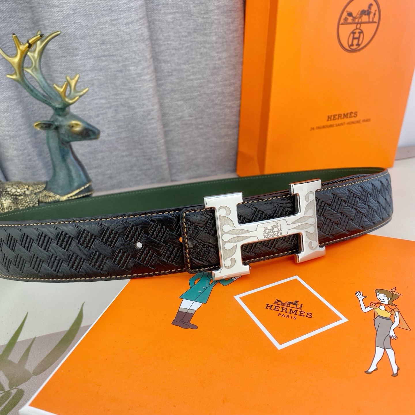 爱马仕💕 特种皮腰带系列 ，原厂五金精品不锈钢扣，手感柔软舒适 宽3.8CM。