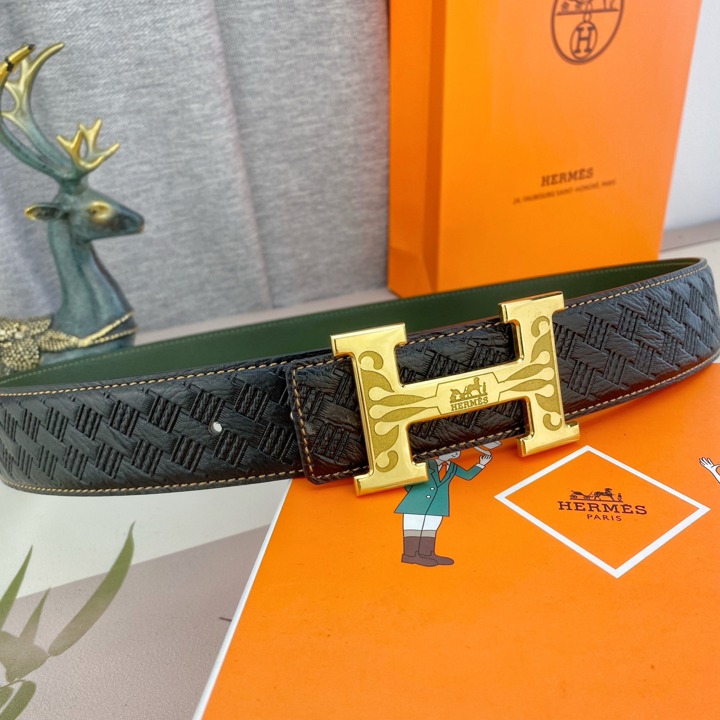 爱马仕💕 特种皮腰带系列 ，原厂五金精品不锈钢扣，手感柔软舒适 宽3.8CM。