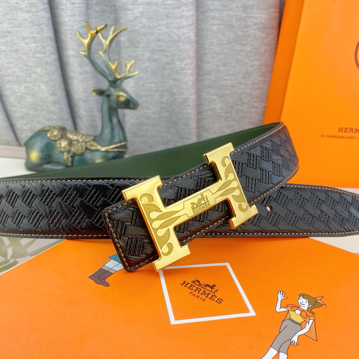 爱马仕💕 特种皮腰带系列 ，原厂五金精品不锈钢扣，手感柔软舒适 宽3.8CM。