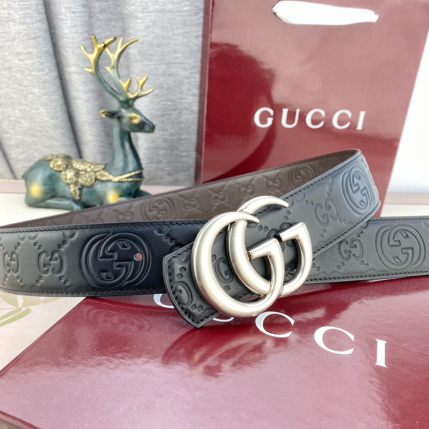 古奇💕 特种皮腰带系列 ，原厂五金精品不锈钢扣，手感柔软舒适 宽3.8CM。