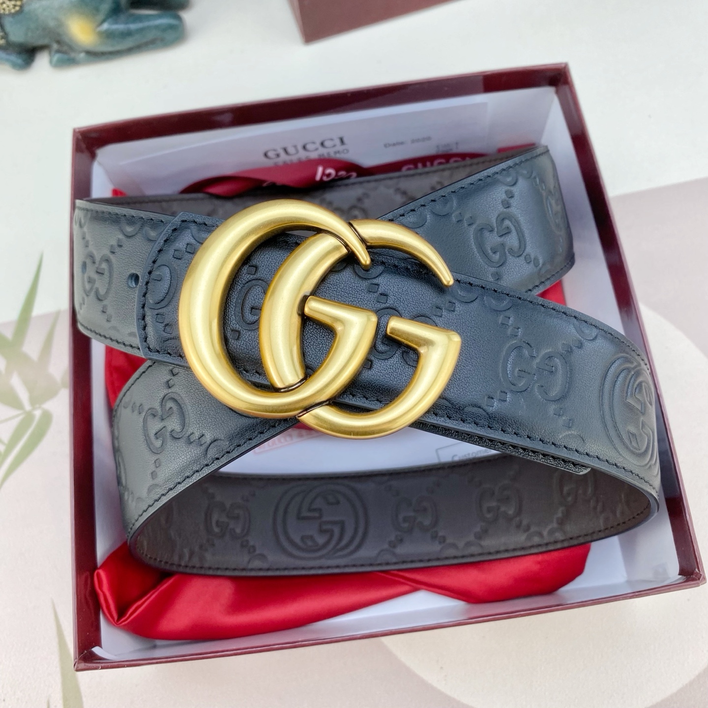 古奇💕 特种皮腰带系列 ，原厂五金精品不锈钢扣，手感柔软舒适 宽3.8CM。