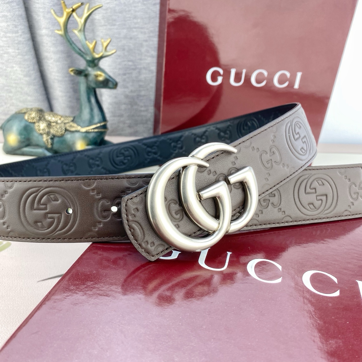 古奇💕 特种皮腰带系列 ，原厂五金精品不锈钢扣，手感柔软舒适 宽3.8CM。