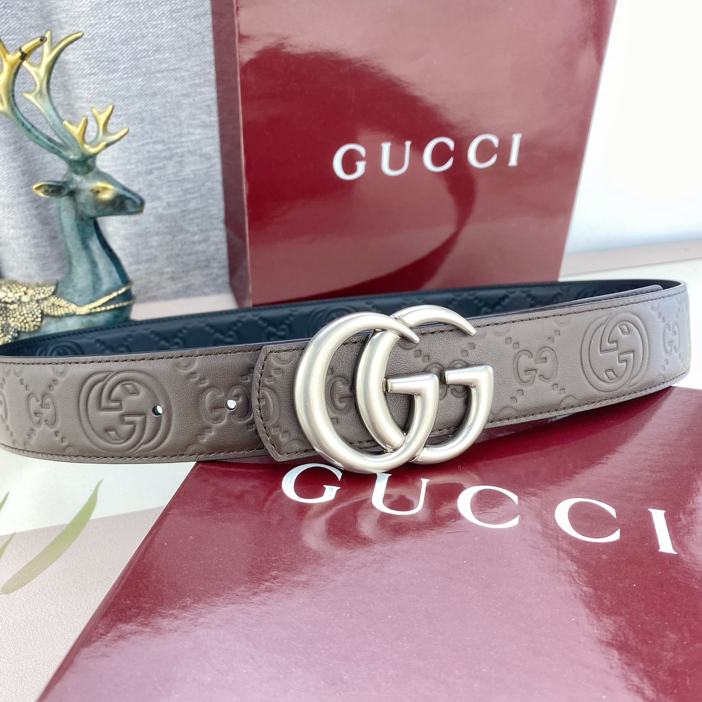 古奇💕 特种皮腰带系列 ，原厂五金精品不锈钢扣，手感柔软舒适 宽3.8CM。