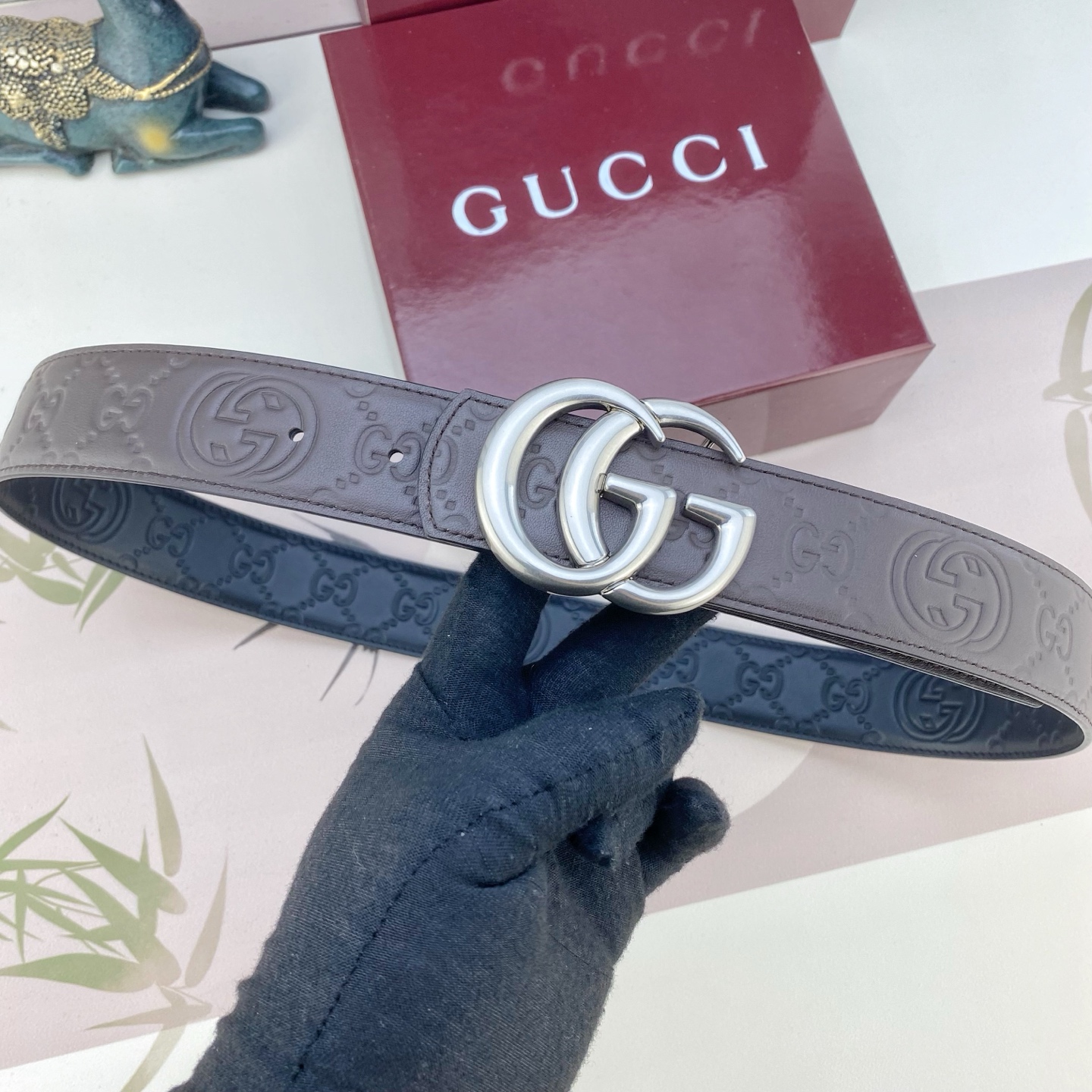 古奇💕 特种皮腰带系列 ，原厂五金精品不锈钢扣，手感柔软舒适 宽3.8CM。