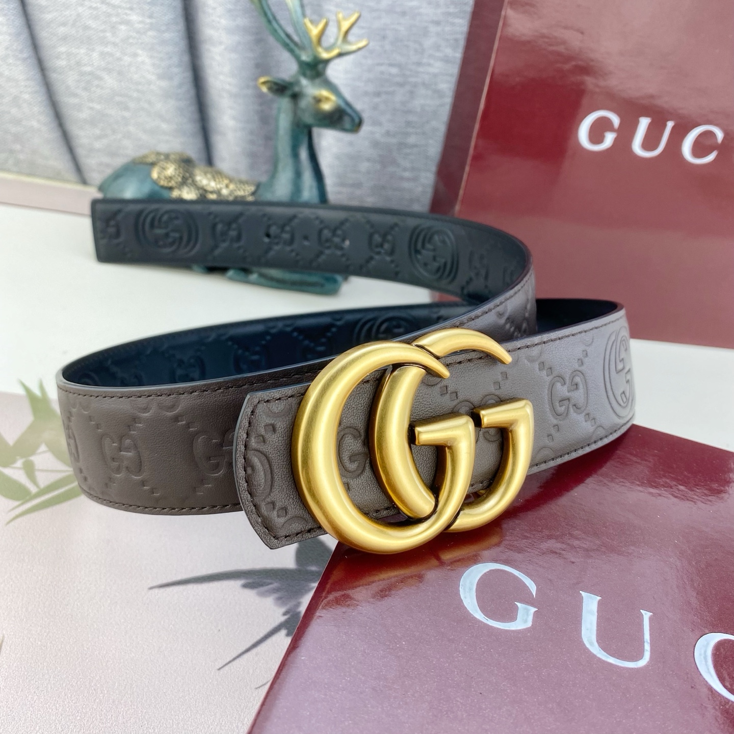 古奇💕 特种皮腰带系列 ，原厂五金精品不锈钢扣，手感柔软舒适 宽3.8CM。