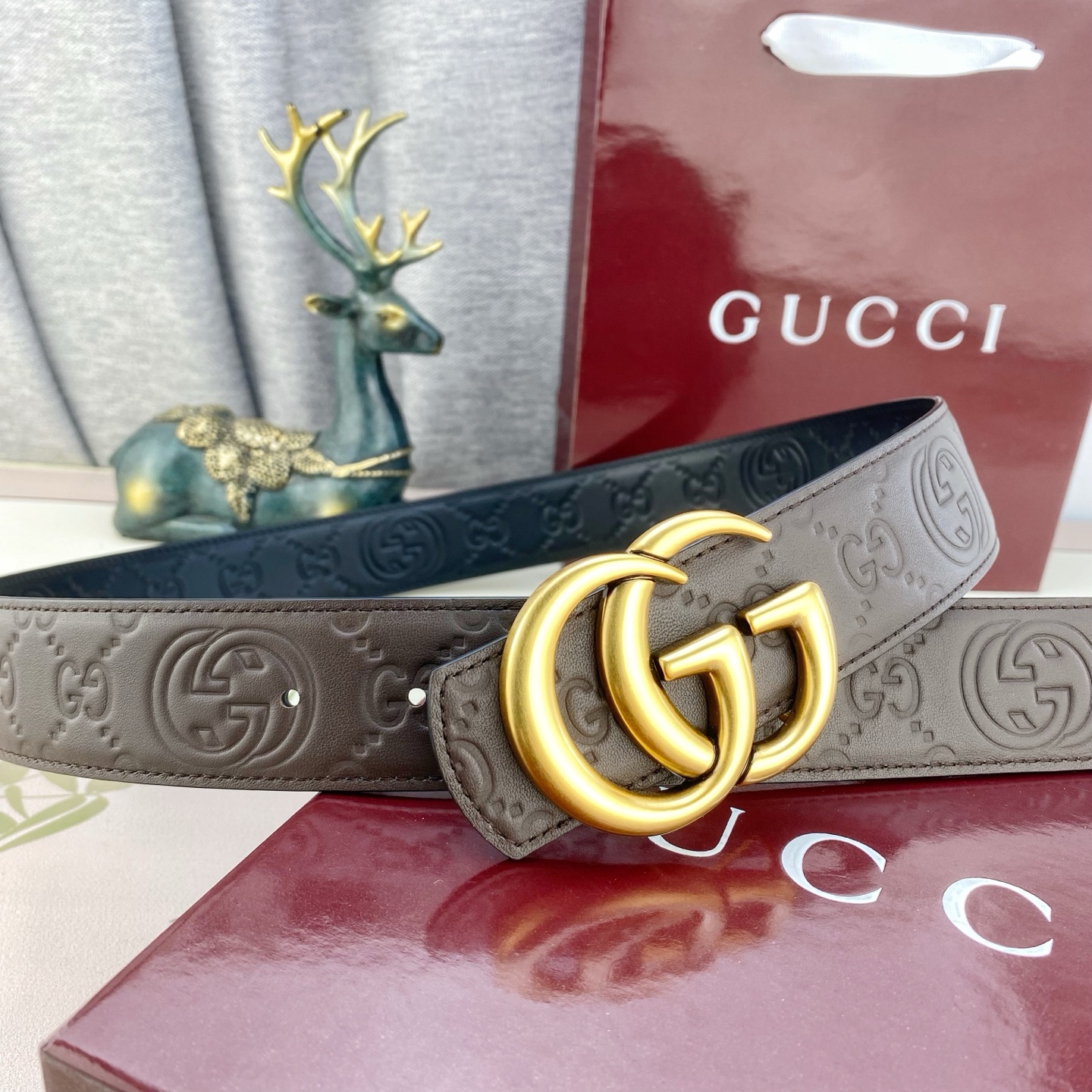 古奇💕 特种皮腰带系列 ，原厂五金精品不锈钢扣，手感柔软舒适 宽3.8CM。