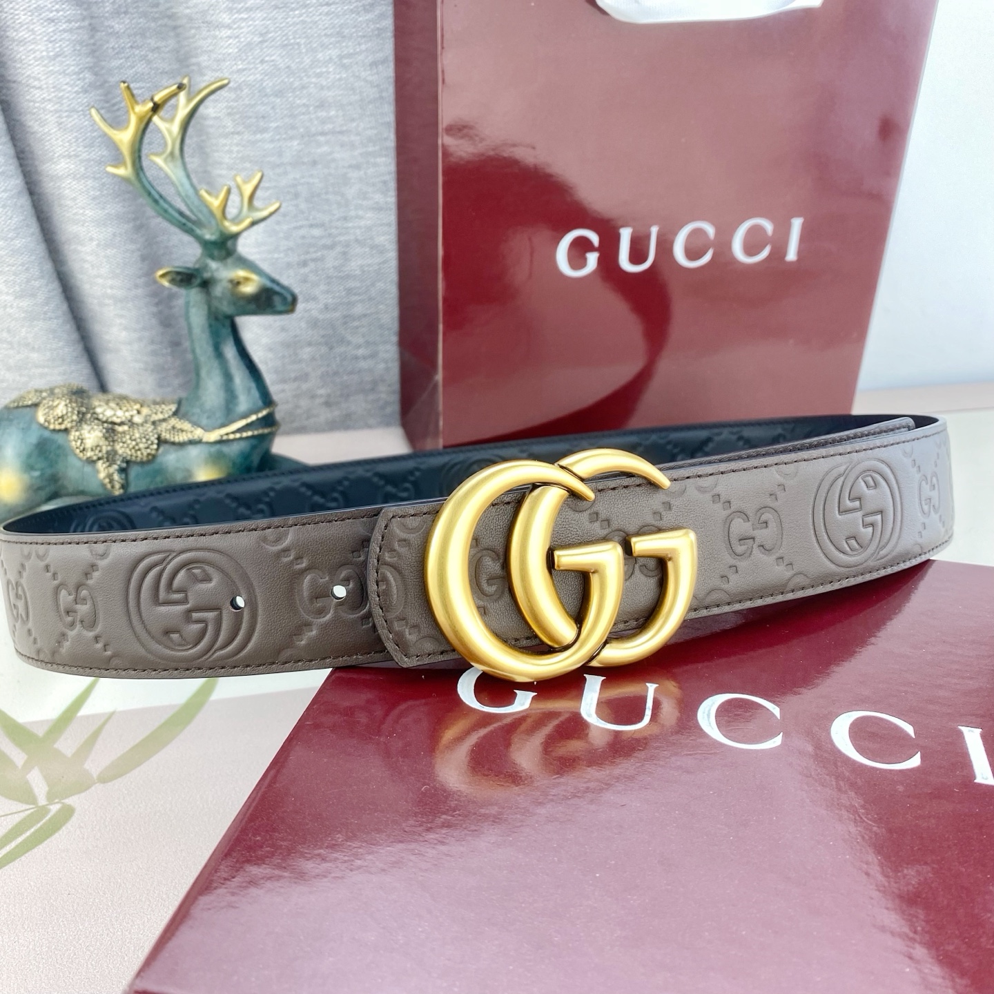 古奇💕 特种皮腰带系列 ，原厂五金精品不锈钢扣，手感柔软舒适 宽3.8CM。