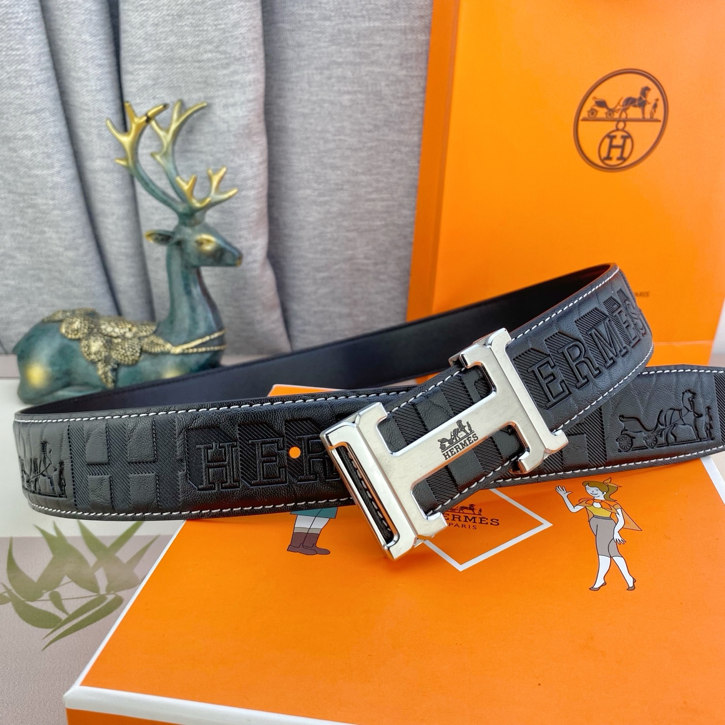 爱马仕💕 特种皮腰带系列 ，原厂五金精品不锈钢扣，手感柔软舒适 宽3.8CM。