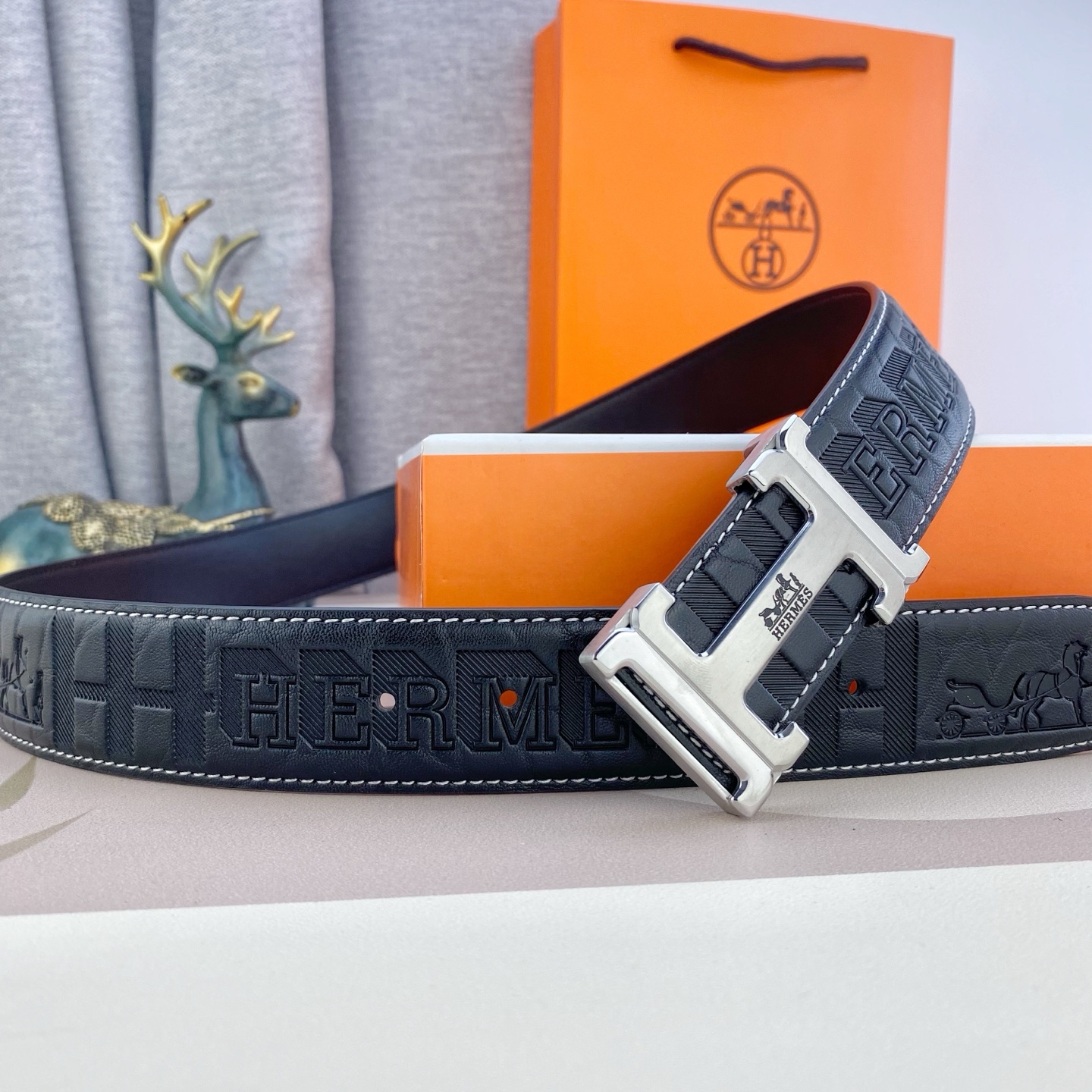 爱马仕💕 特种皮腰带系列 ，原厂五金精品不锈钢扣，手感柔软舒适 宽3.8CM。