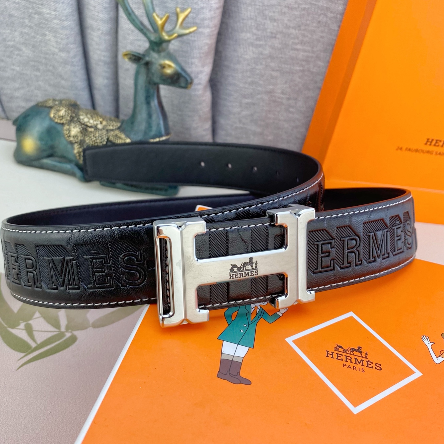 爱马仕💕 特种皮腰带系列 ，原厂五金精品不锈钢扣，手感柔软舒适 宽3.8CM。