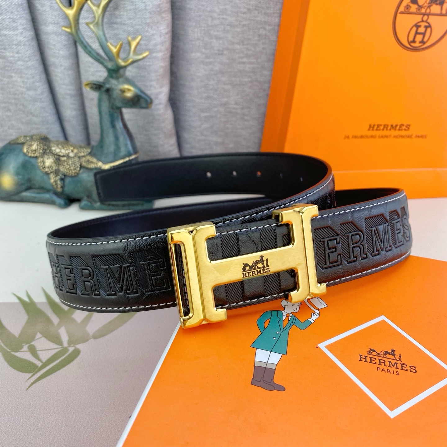 爱马仕💕 特种皮腰带系列 ，原厂五金精品不锈钢扣，手感柔软舒适 宽3.8CM。