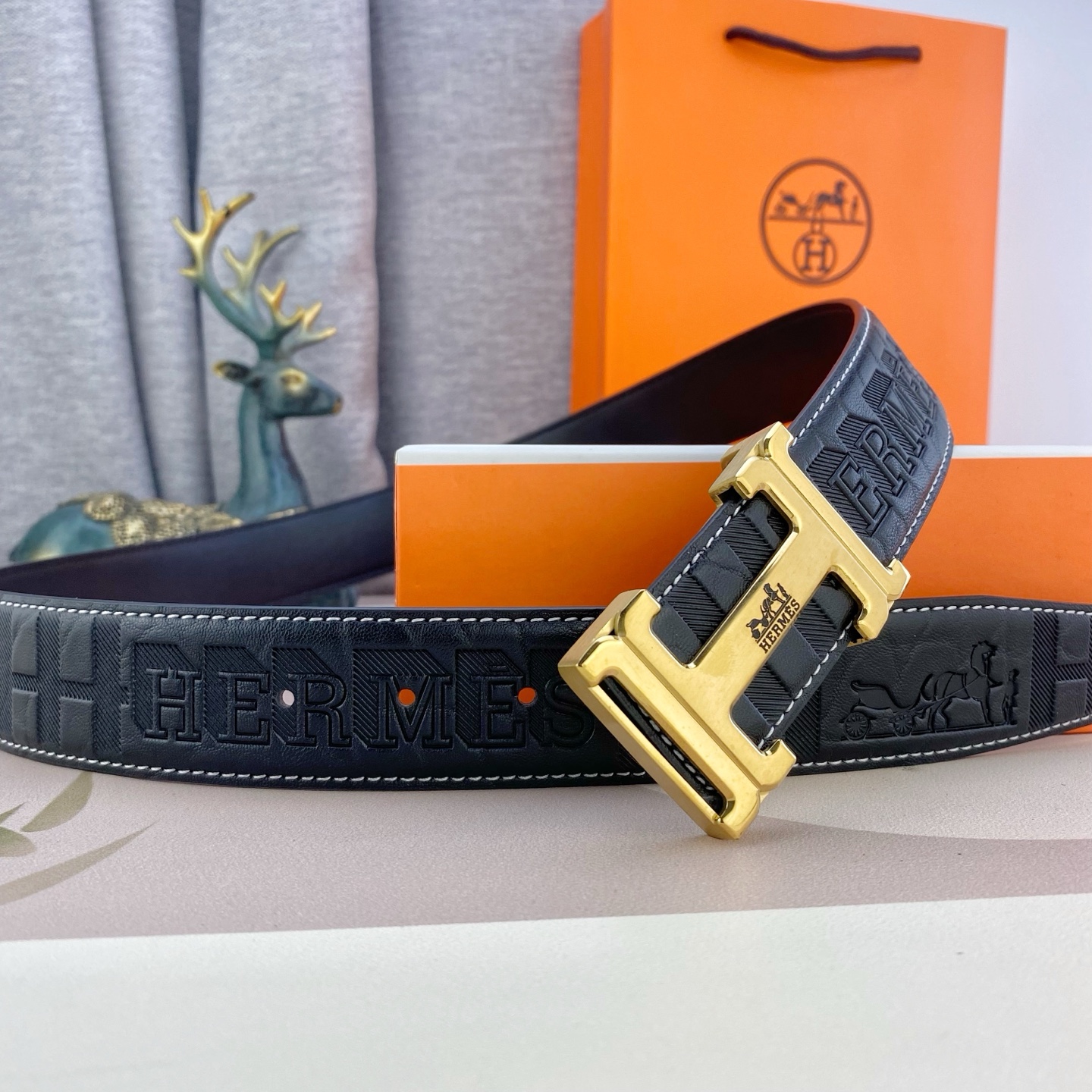 爱马仕💕 特种皮腰带系列 ，原厂五金精品不锈钢扣，手感柔软舒适 宽3.8CM。