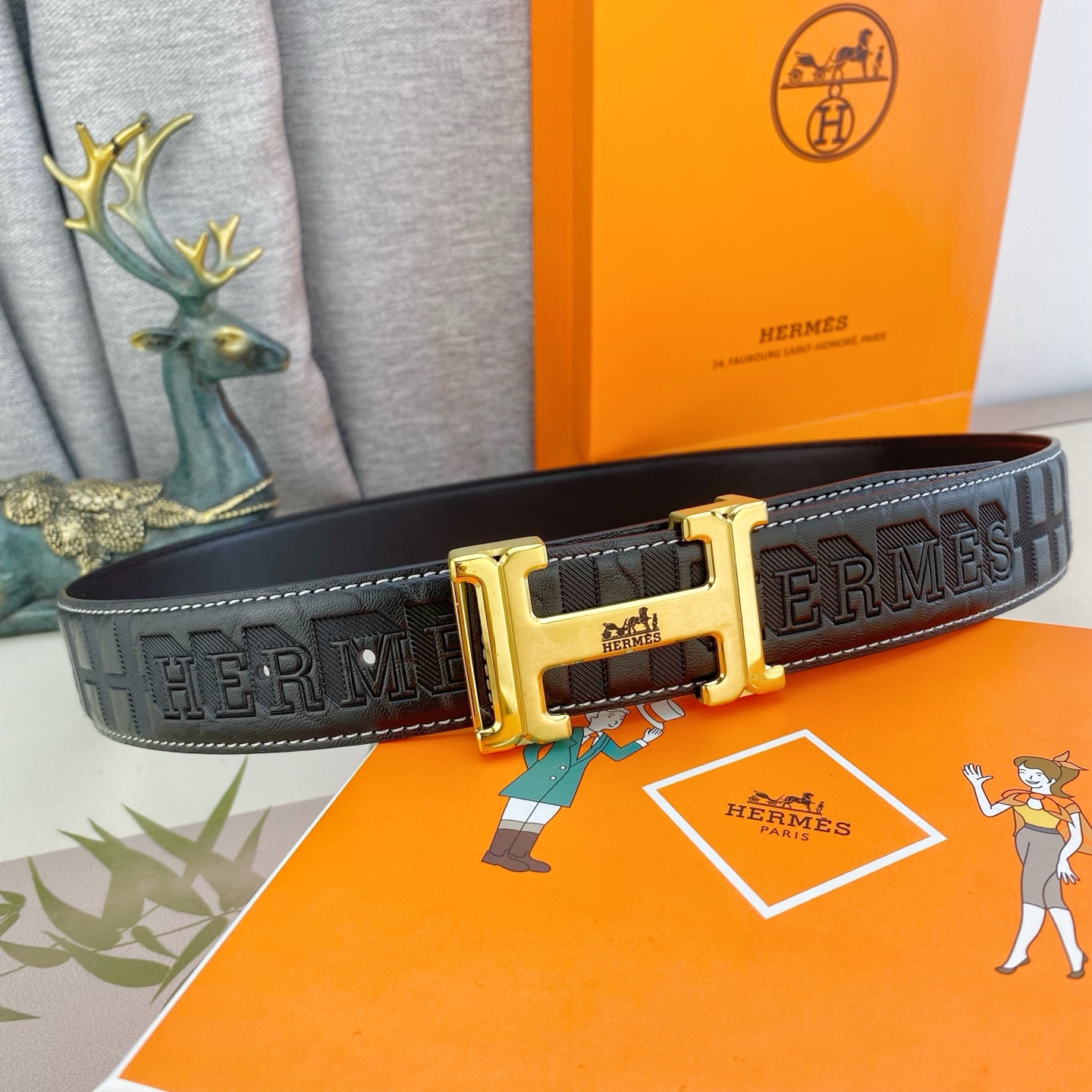 爱马仕💕 特种皮腰带系列 ，原厂五金精品不锈钢扣，手感柔软舒适 宽3.8CM。