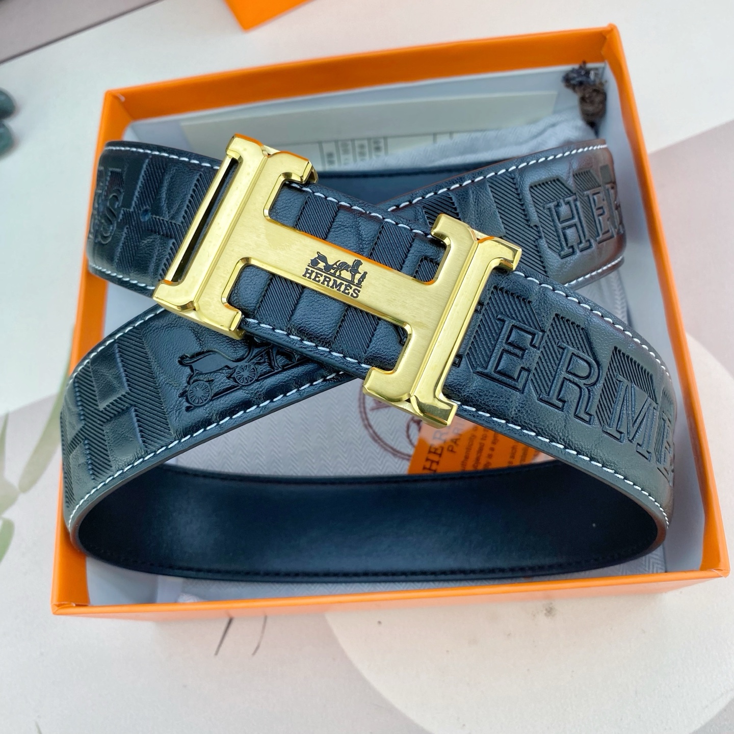 爱马仕💕 特种皮腰带系列 ，原厂五金精品不锈钢扣，手感柔软舒适 宽3.8CM。