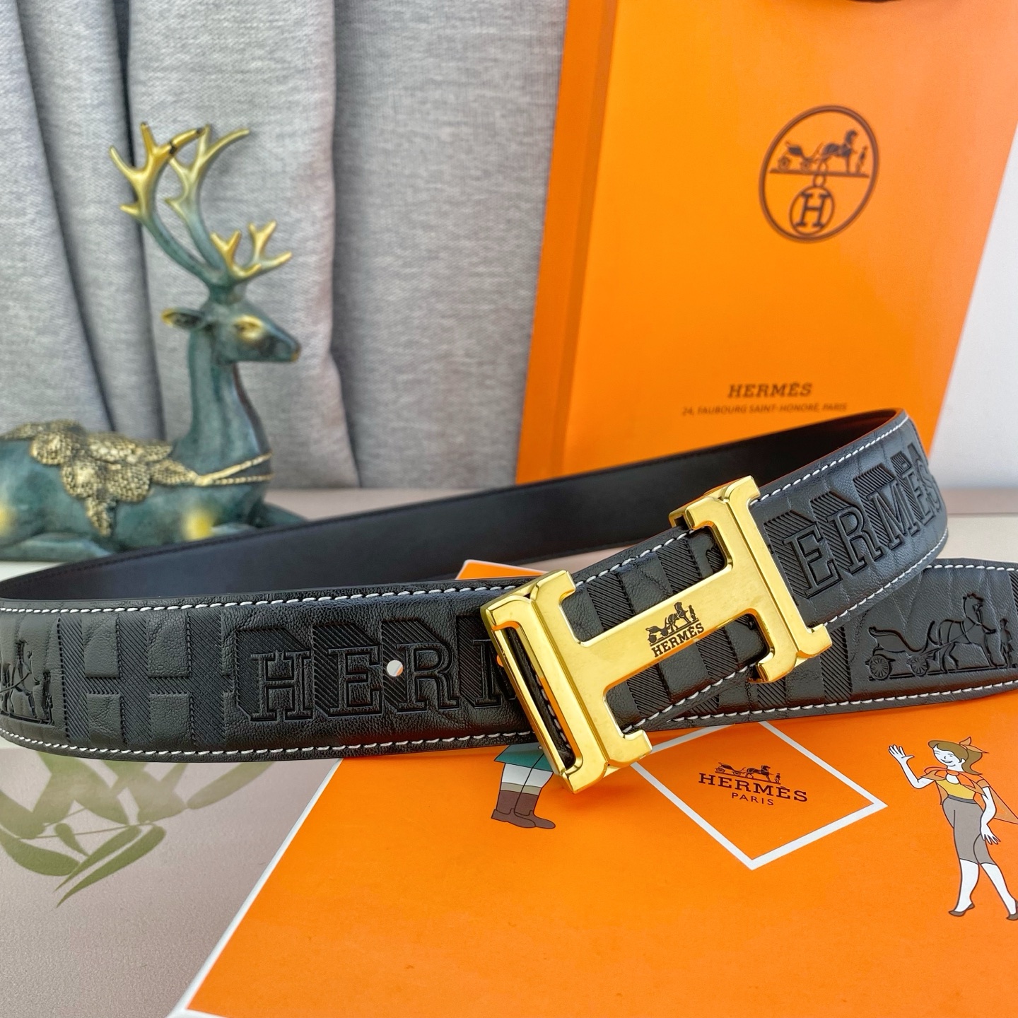 爱马仕💕 特种皮腰带系列 ，原厂五金精品不锈钢扣，手感柔软舒适 宽3.8CM。