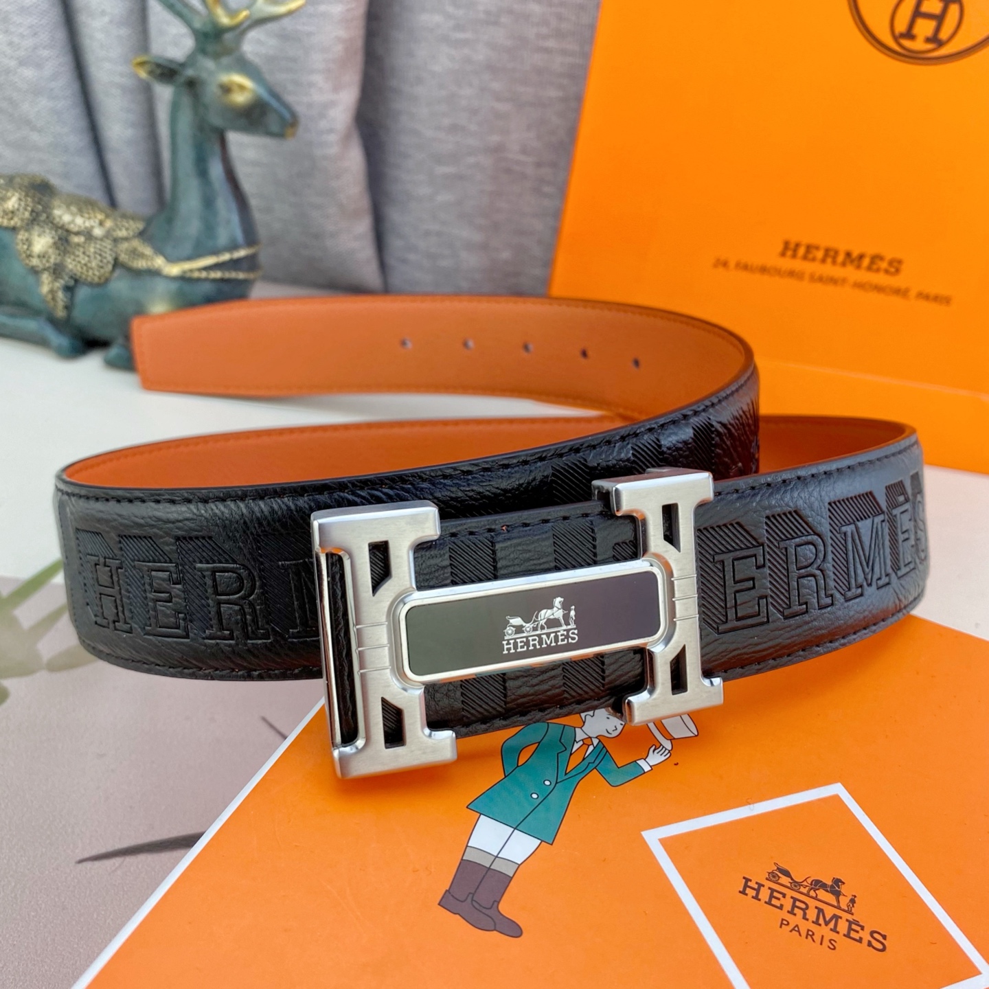 爱马仕💕 特种皮腰带系列 ，原厂五金精品不锈钢扣，手感柔软舒适 宽3.8CM。