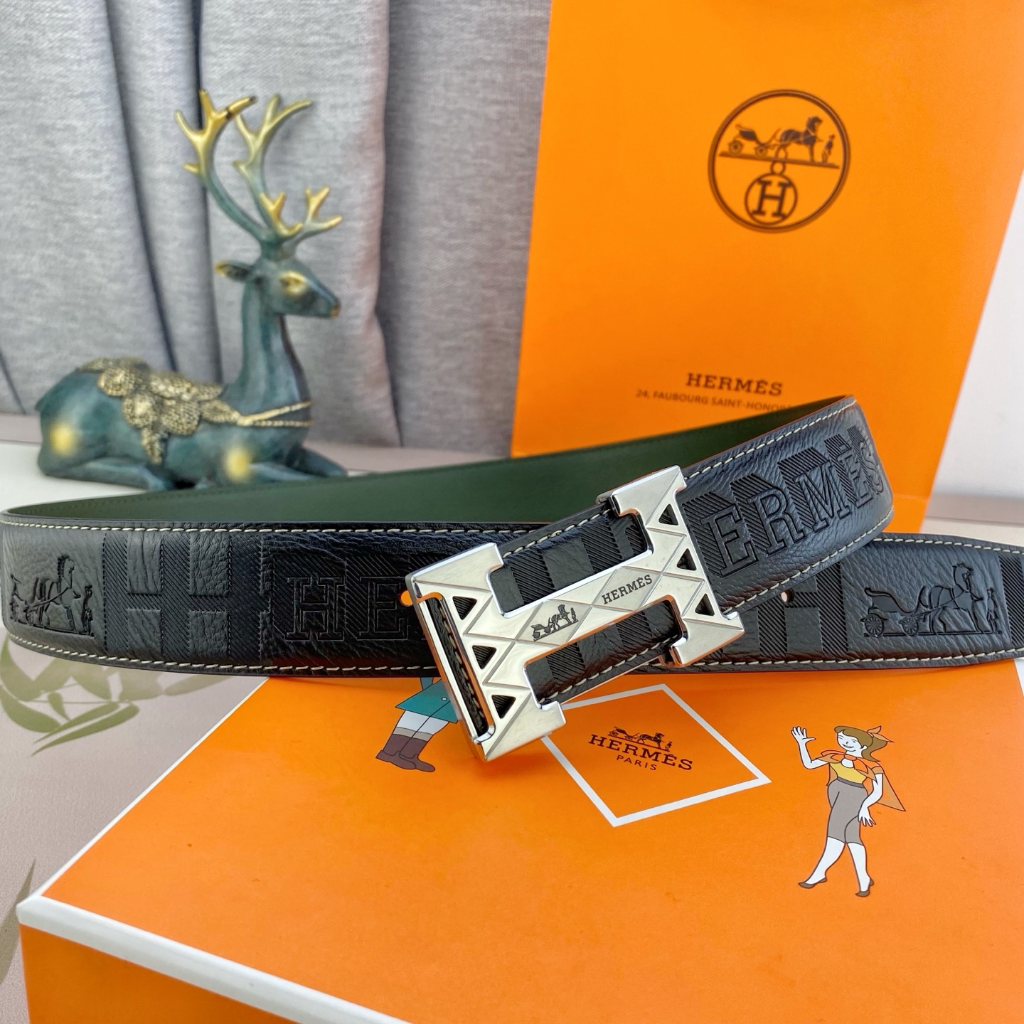 爱马仕💕 特种皮腰带系列 ，原厂五金精品不锈钢扣，手感柔软舒适 宽3.8CM。