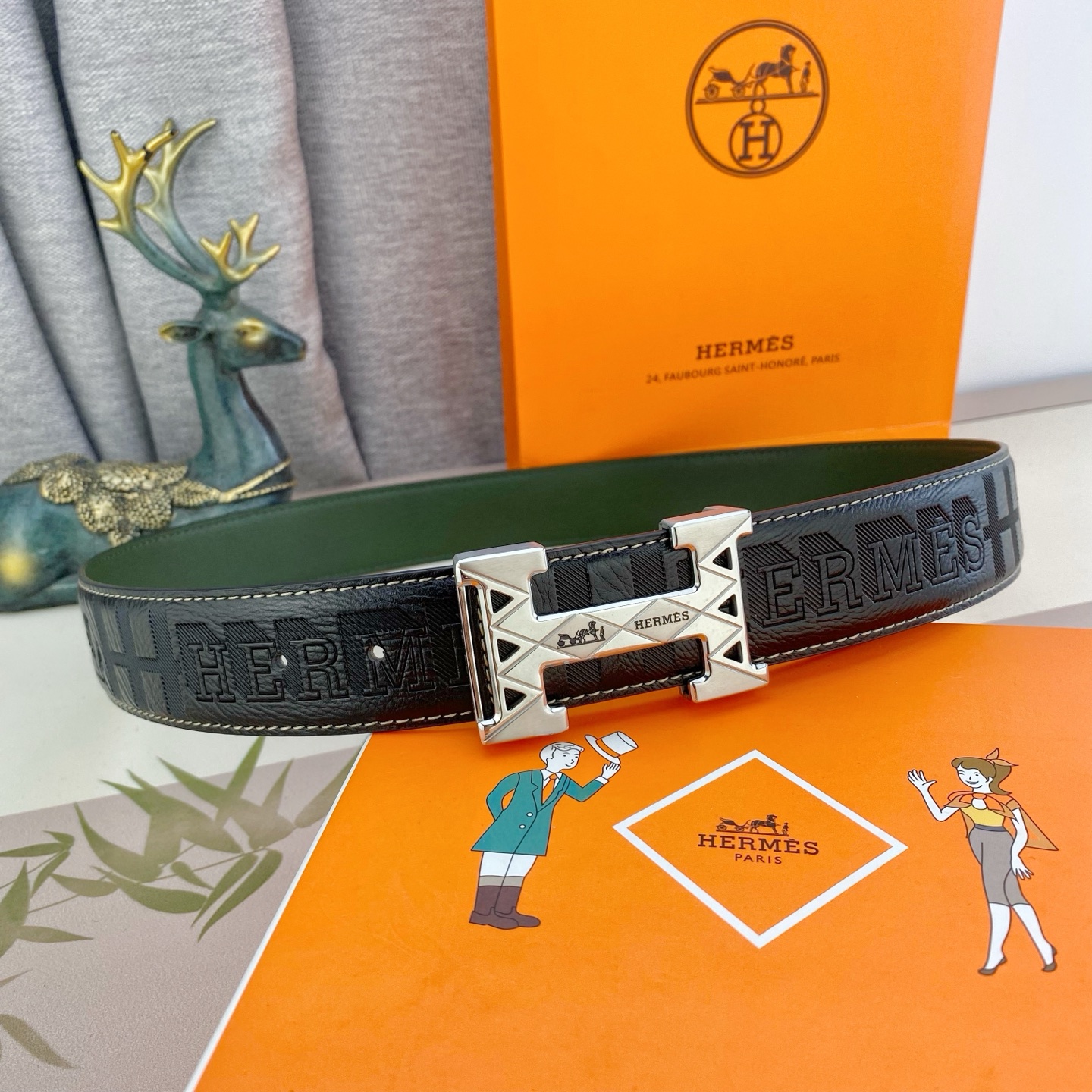 爱马仕💕 特种皮腰带系列 ，原厂五金精品不锈钢扣，手感柔软舒适 宽3.8CM。