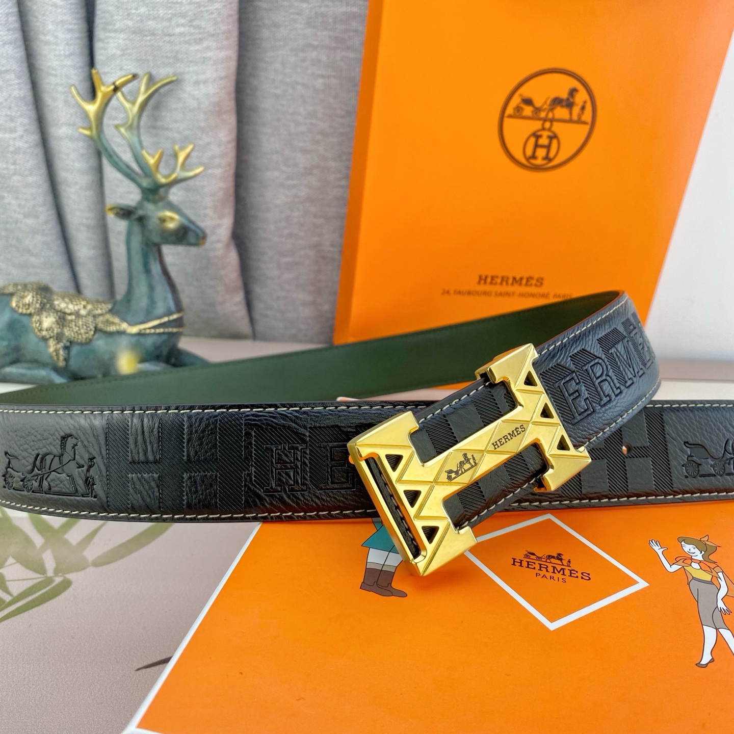 爱马仕💕 特种皮腰带系列 ，原厂五金精品不锈钢扣，手感柔软舒适 宽3.8CM。