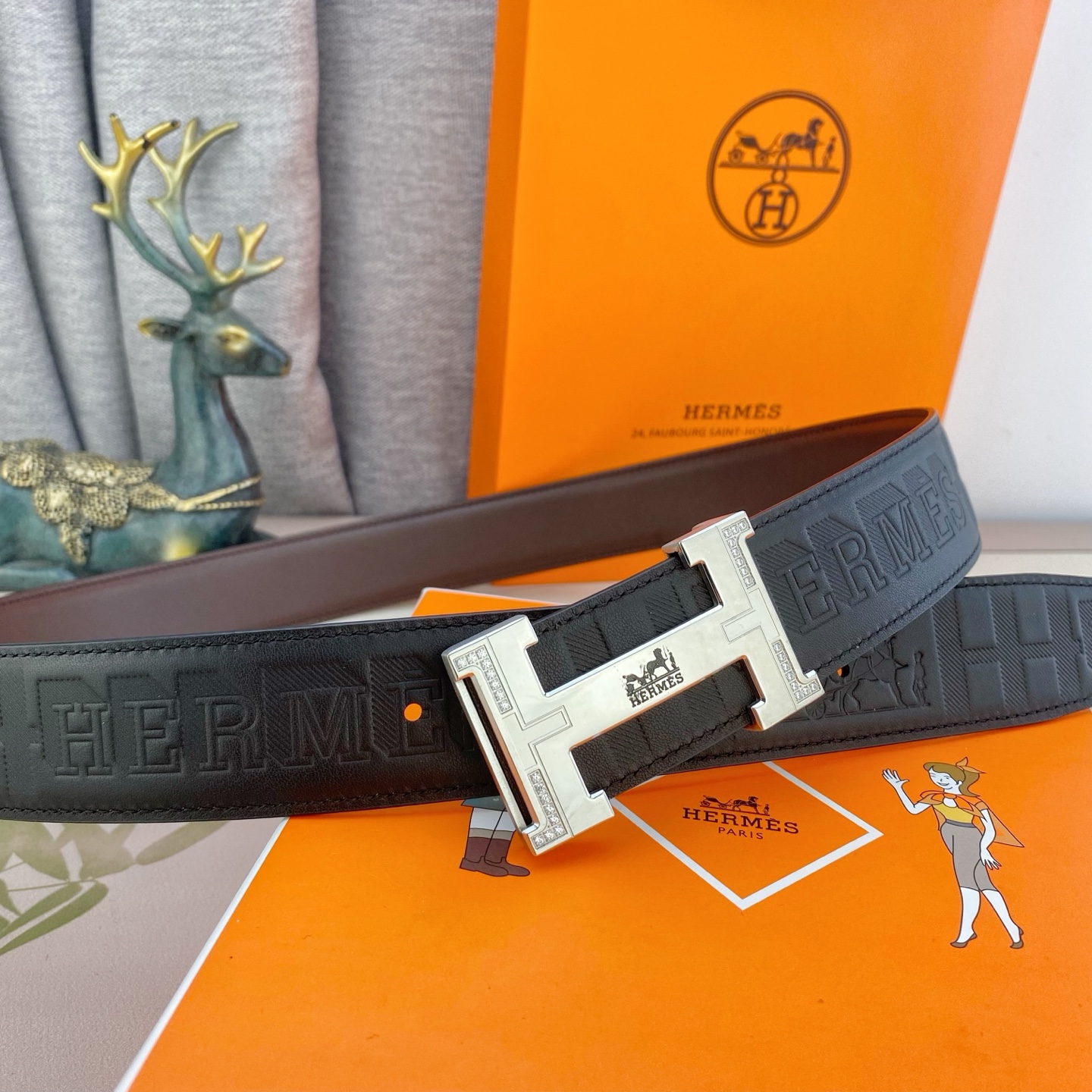 爱马仕💕 特种皮腰带系列 ，原厂五金精品不锈钢钻扣，手感柔软舒适 宽3.8CM。