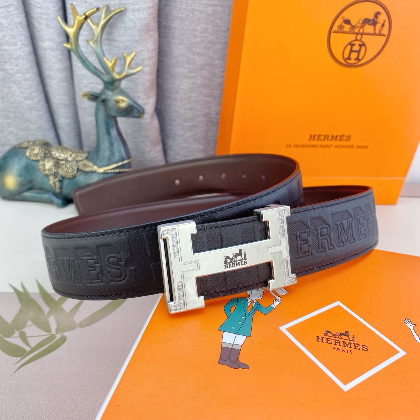 爱马仕💕 特种皮腰带系列 ，原厂五金精品不锈钢钻扣，手感柔软舒适 宽3.8CM。