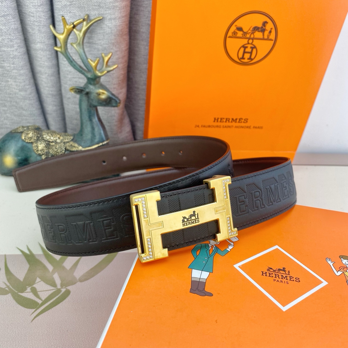 爱马仕💕 特种皮腰带系列 ，原厂五金精品不锈钢钻扣，手感柔软舒适 宽3.8CM。