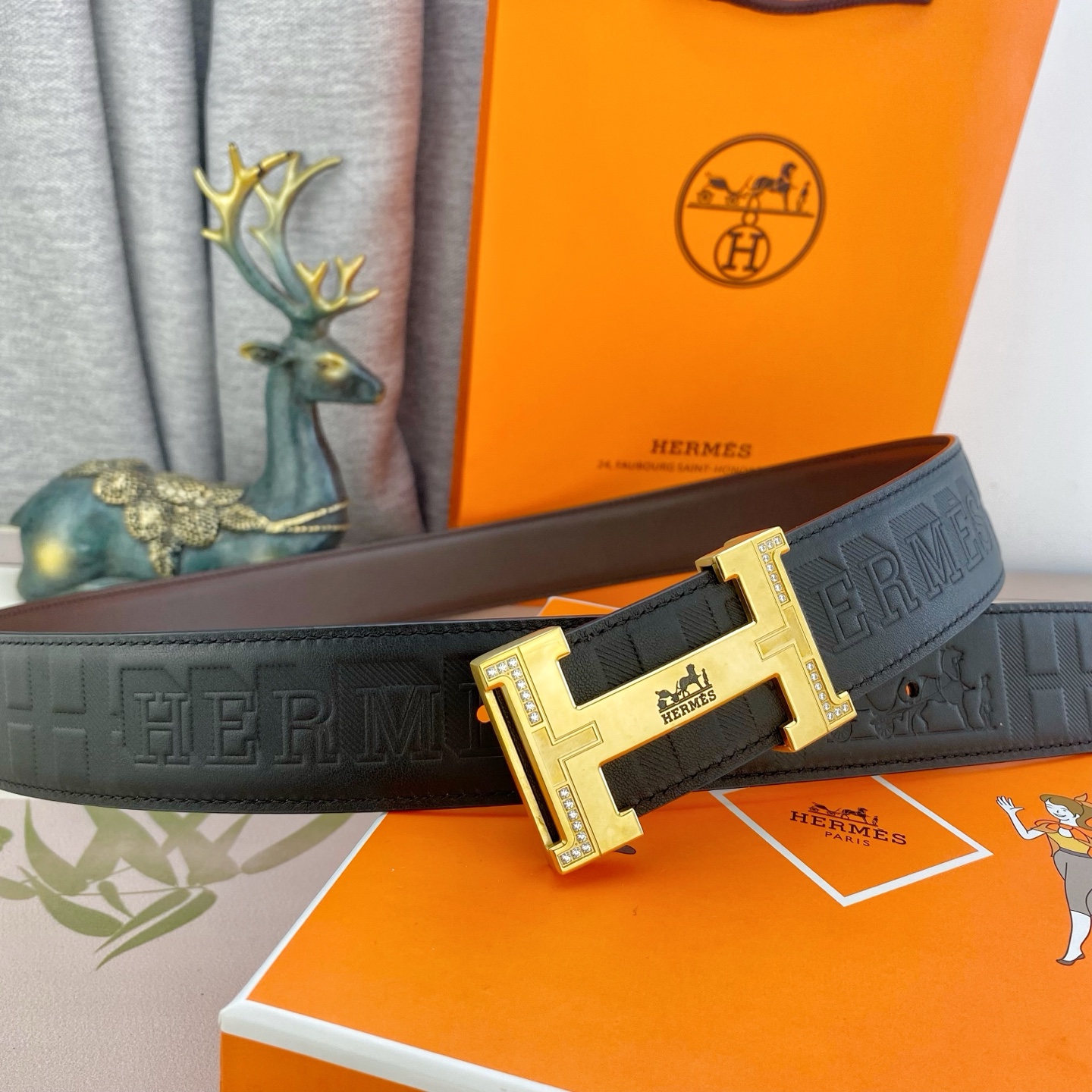 爱马仕💕 特种皮腰带系列 ，原厂五金精品不锈钢钻扣，手感柔软舒适 宽3.8CM。