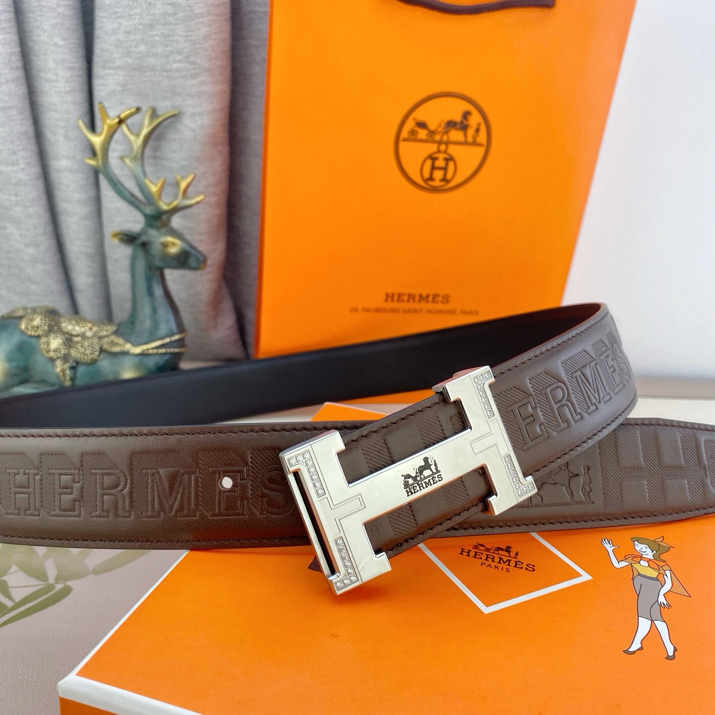 爱马仕💕 特种皮腰带系列 ，原厂五金精品不锈钢钻扣，手感柔软舒适 宽3.8CM。