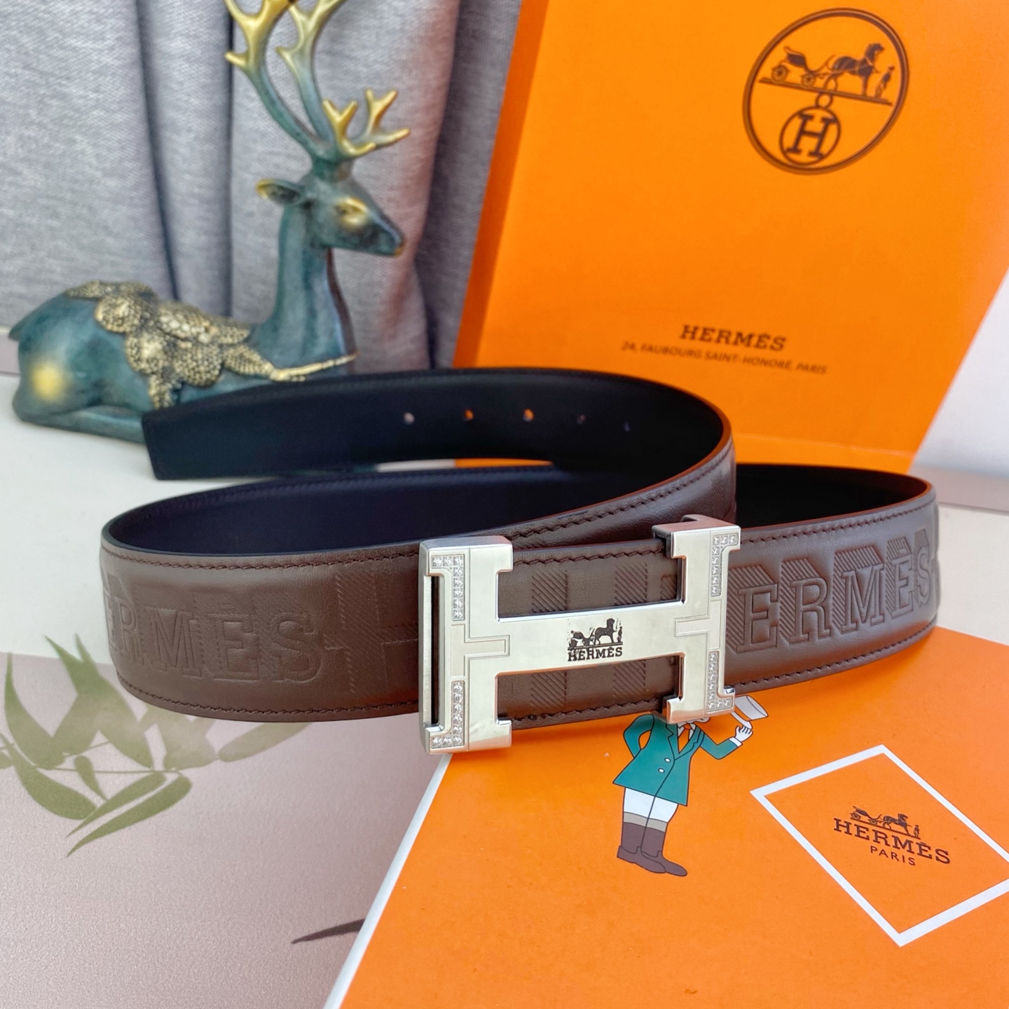 爱马仕💕 特种皮腰带系列 ，原厂五金精品不锈钢钻扣，手感柔软舒适 宽3.8CM。