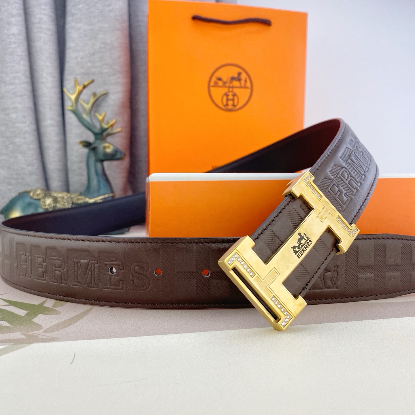 爱马仕💕 特种皮腰带系列 ，原厂五金精品不锈钢钻扣，手感柔软舒适 宽3.8CM。