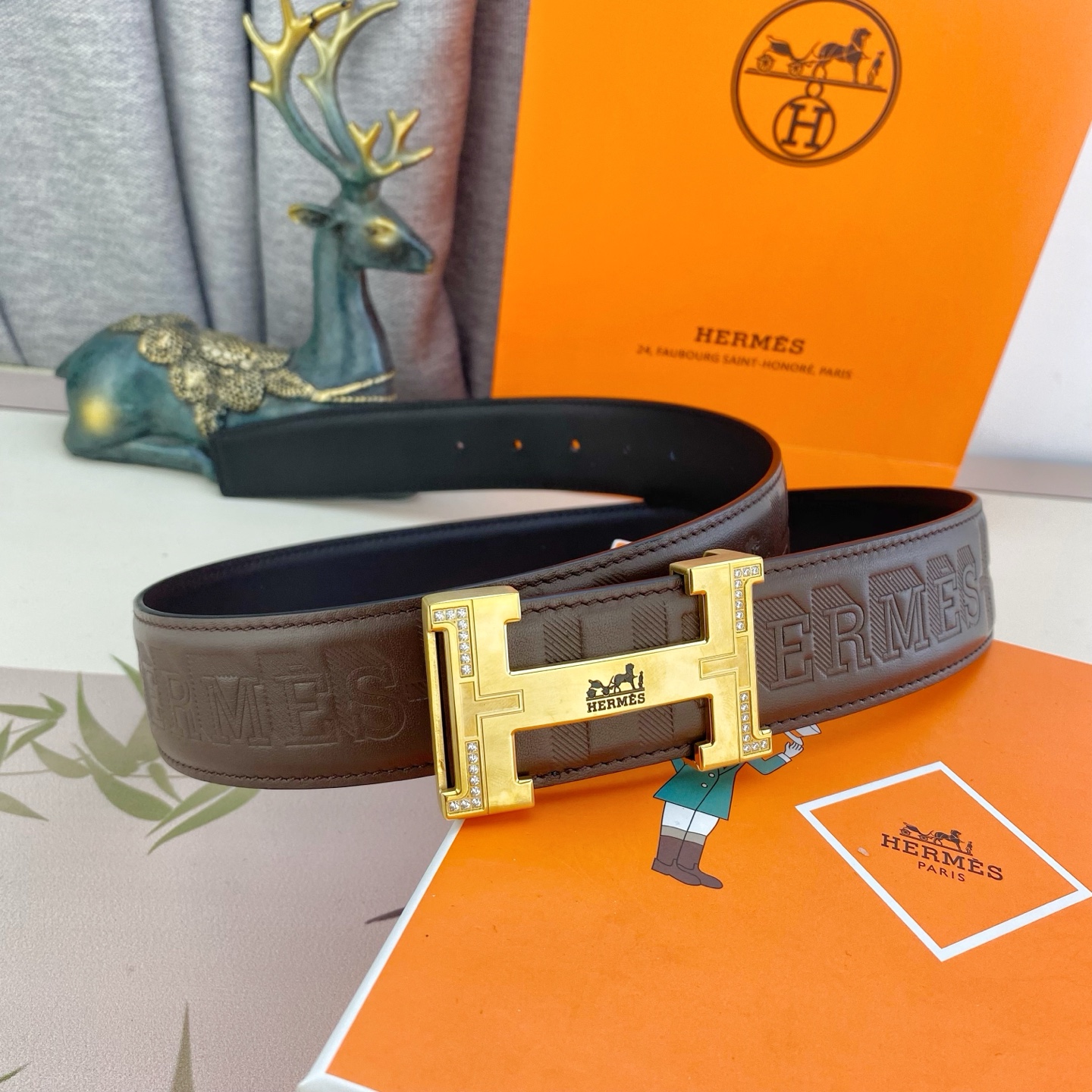 爱马仕💕 特种皮腰带系列 ，原厂五金精品不锈钢钻扣，手感柔软舒适 宽3.8CM。