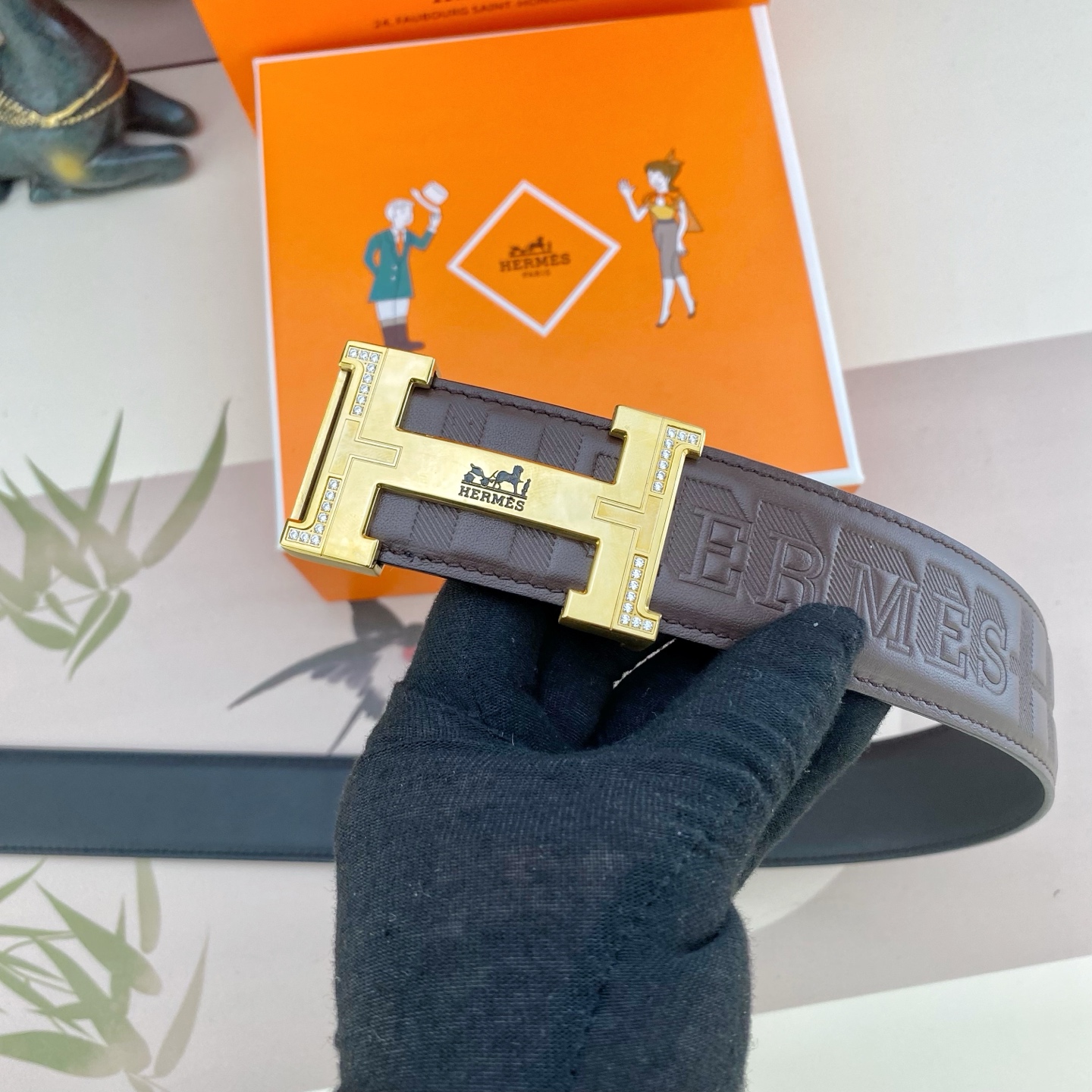 爱马仕💕 特种皮腰带系列 ，原厂五金精品不锈钢钻扣，手感柔软舒适 宽3.8CM。