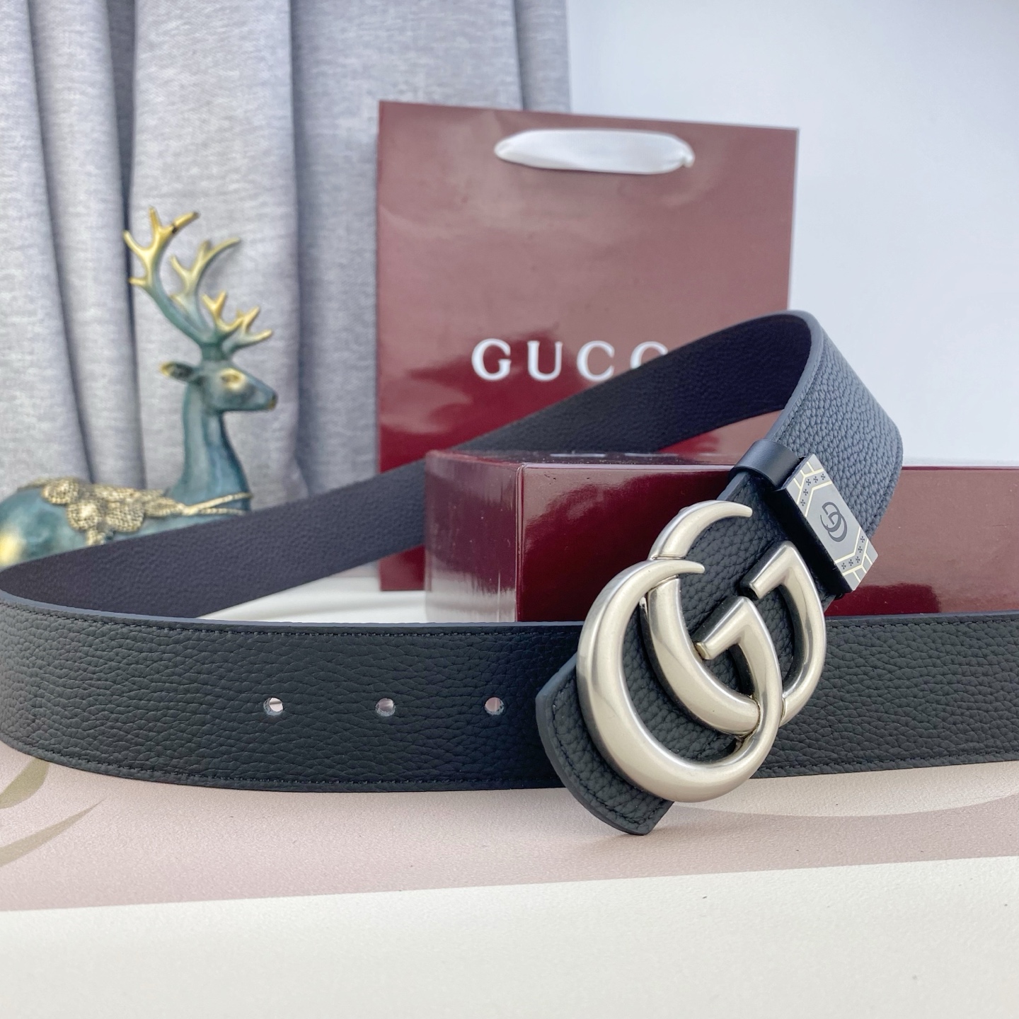 古奇💕 特种皮腰带系列 ，原厂五金精品不锈钢扣，手感柔软舒适 宽3.8CM。