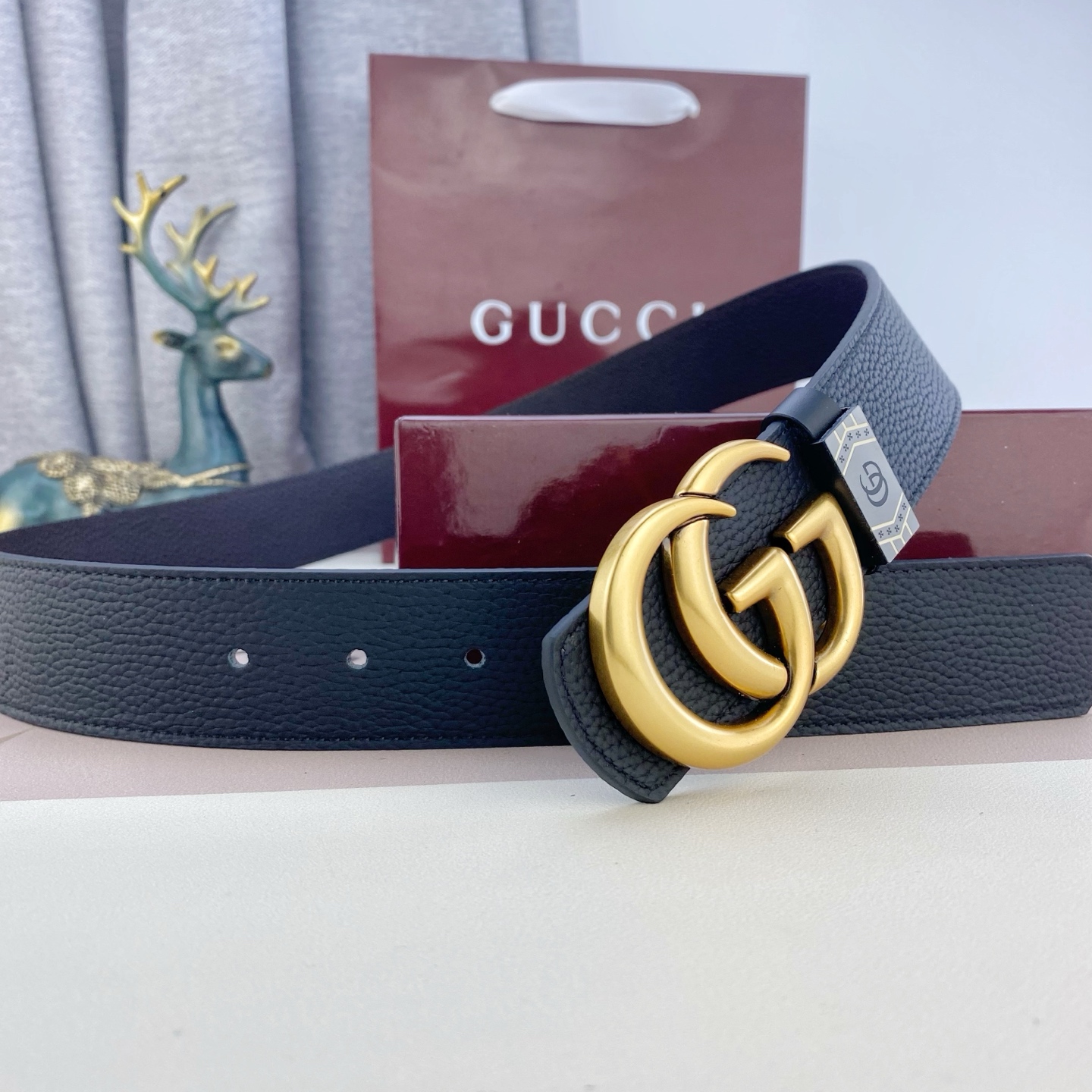 古奇💕 特种皮腰带系列 ，原厂五金精品不锈钢扣，手感柔软舒适 宽3.8CM。