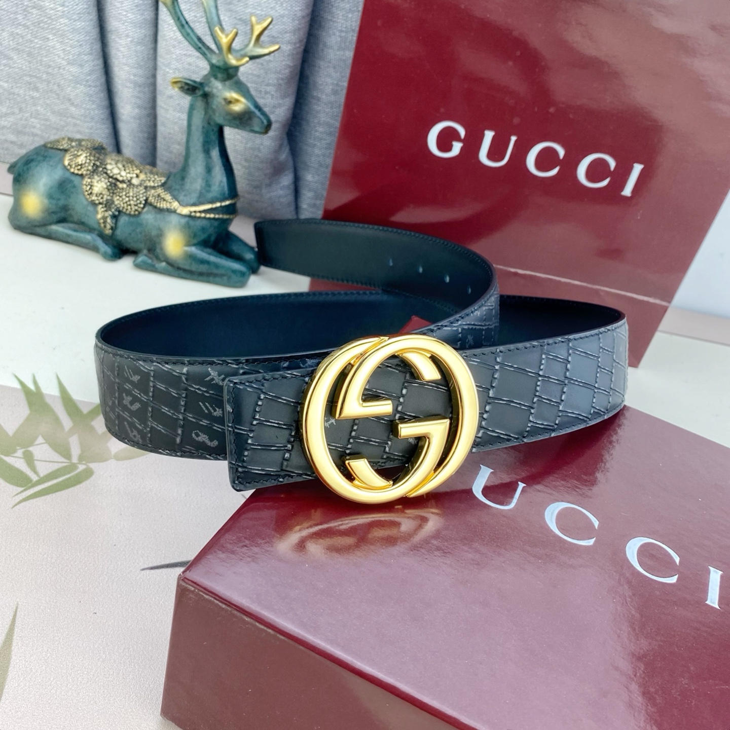 古奇💕 特种皮腰带系列 ，原厂五金精品不锈钢扣，手感柔软舒适 宽3.8CM。